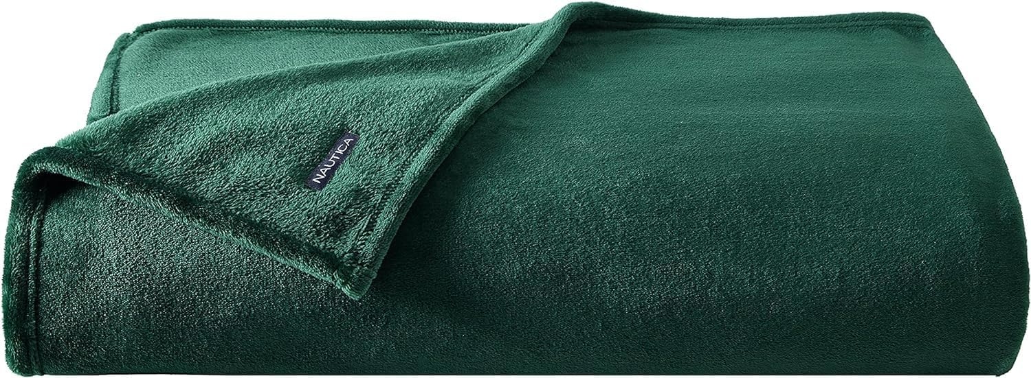 image:imageNautica Twin Size Blanket UltraSoft Plush Fleece for Bed or Couch Medium Weight Bedding for AllSeason Comfort BrownSolid Dark Green