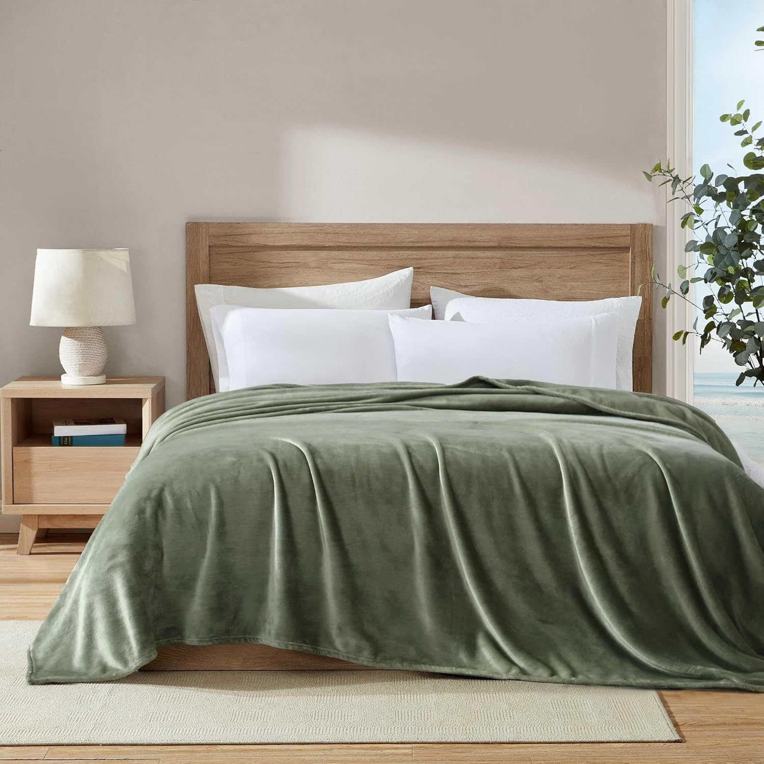 image:imageNautica Twin Size Blanket UltraSoft Plush Fleece for Bed or Couch Medium Weight Bedding for AllSeason Comfort BrownSolid Green