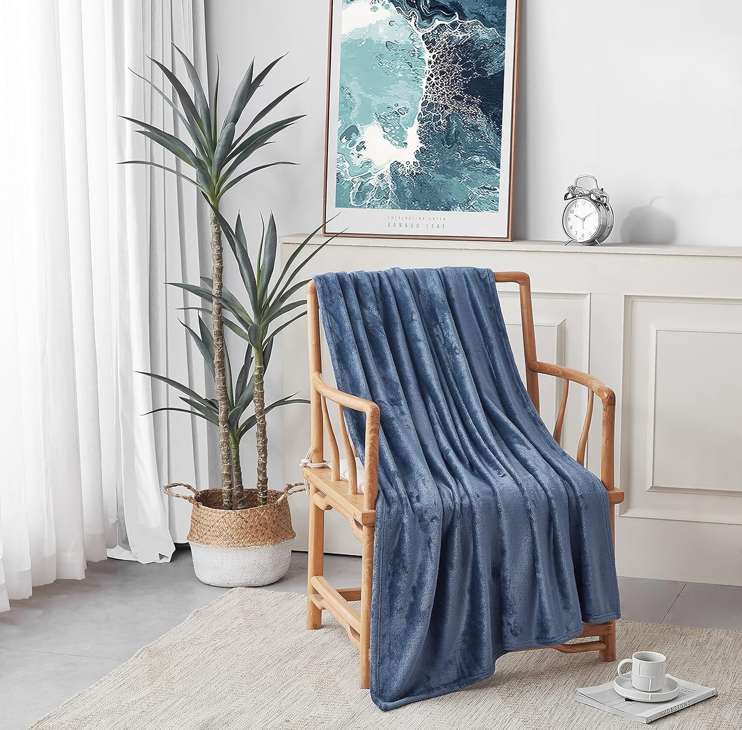 image:imageNautica Twin Size Blanket UltraSoft Plush Fleece for Bed or Couch Medium Weight Bedding for AllSeason Comfort BrownSolid Navy