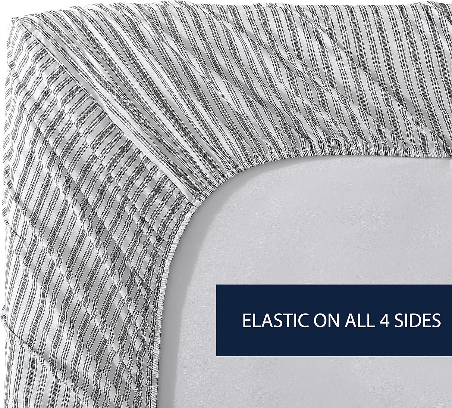 image:imageNautica Twin Size Fitted Sheet Crisp Cotton Percale Bedding Lightweight amp Breathable Bed Sheet Deep Pocket College Dorm Room Essentials Coleridge Stripe RedColeridge Stripe Charcoal