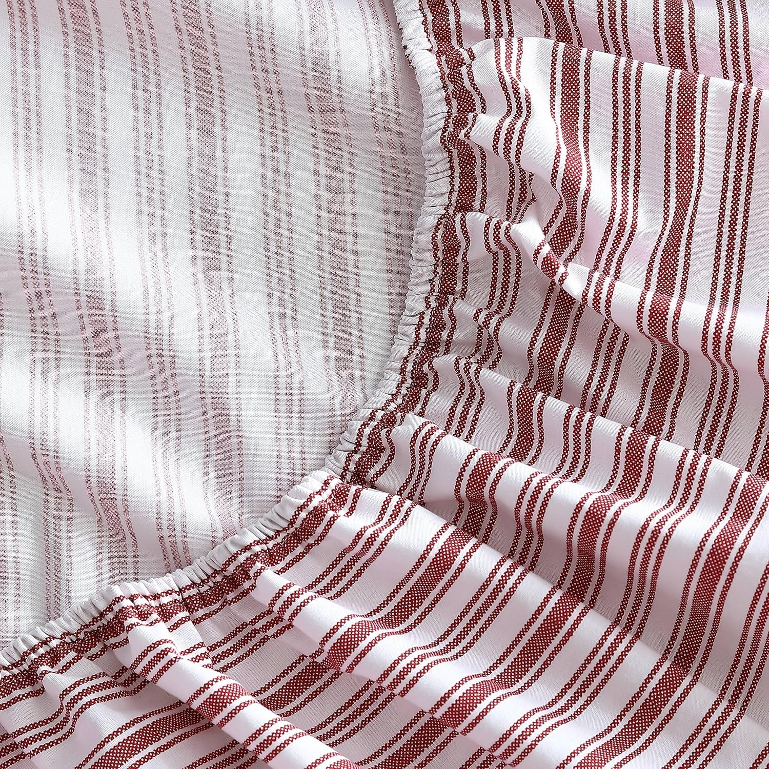 image:imageNautica Twin Size Fitted Sheet Crisp Cotton Percale Bedding Lightweight amp Breathable Bed Sheet Deep Pocket College Dorm Room Essentials Coleridge Stripe RedColeridge Stripe Red