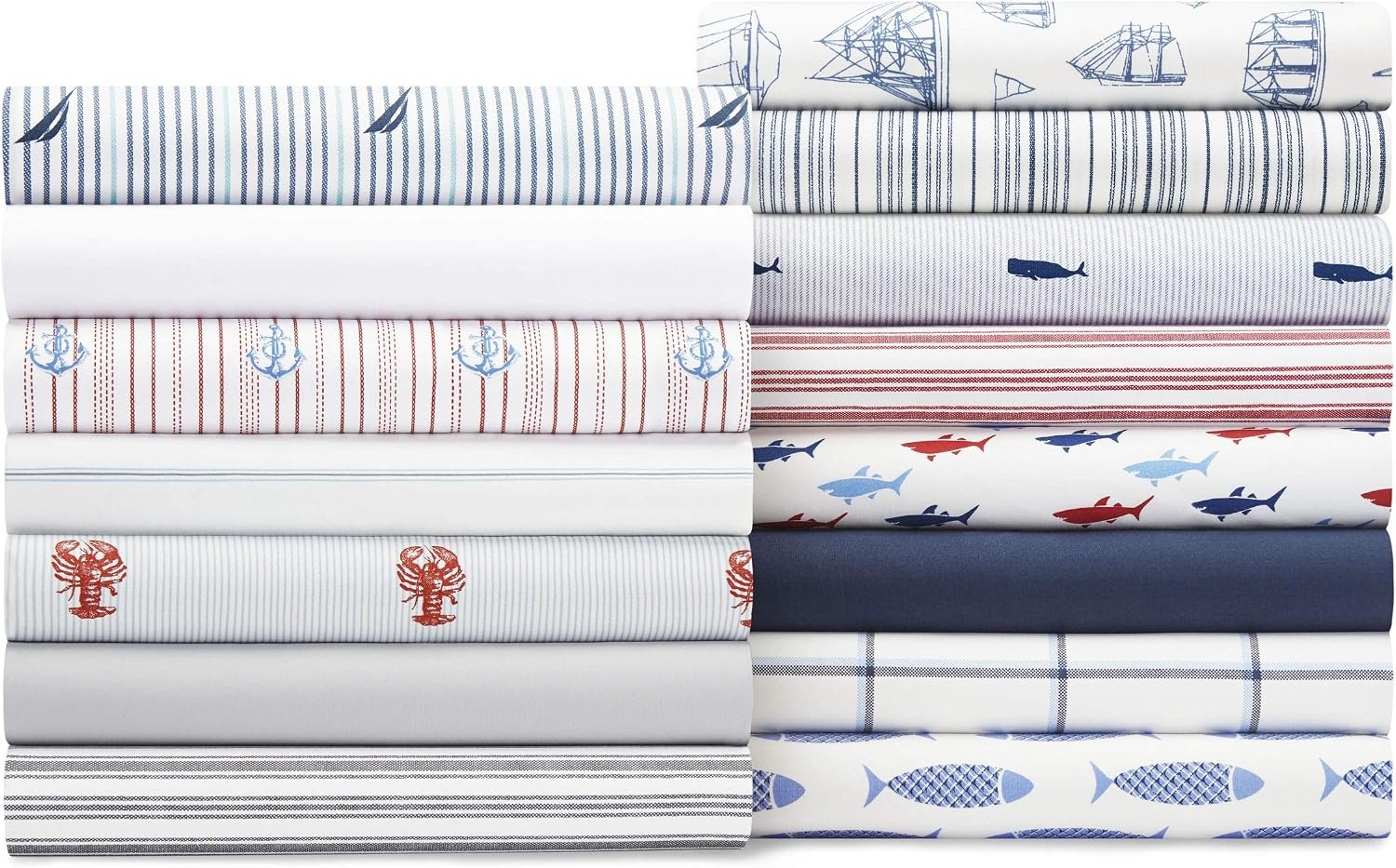 image:imageNautica Twin Size Sheet Set Crisp Cotton Percale Bedding with Matching Pillowcase Lightweight amp Breathable Bed Sheets Deep Pocket College Dorm Room Essentials Star Spangled BlueWhitewood Sail