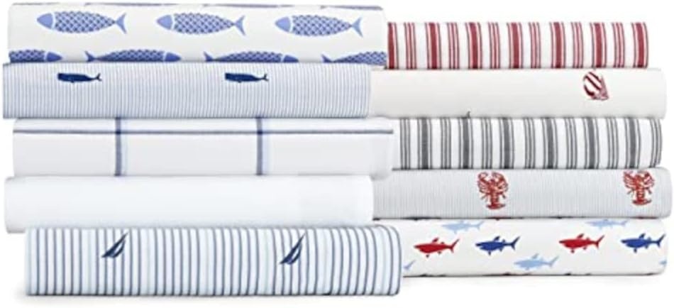 image:imageNautica Twin Size Sheet Set Crisp Cotton Percale Bedding with Matching Pillowcase Lightweight amp Breathable Bed Sheets Deep Pocket College Dorm Room Essentials Star Spangled BlueWhitewood Sail