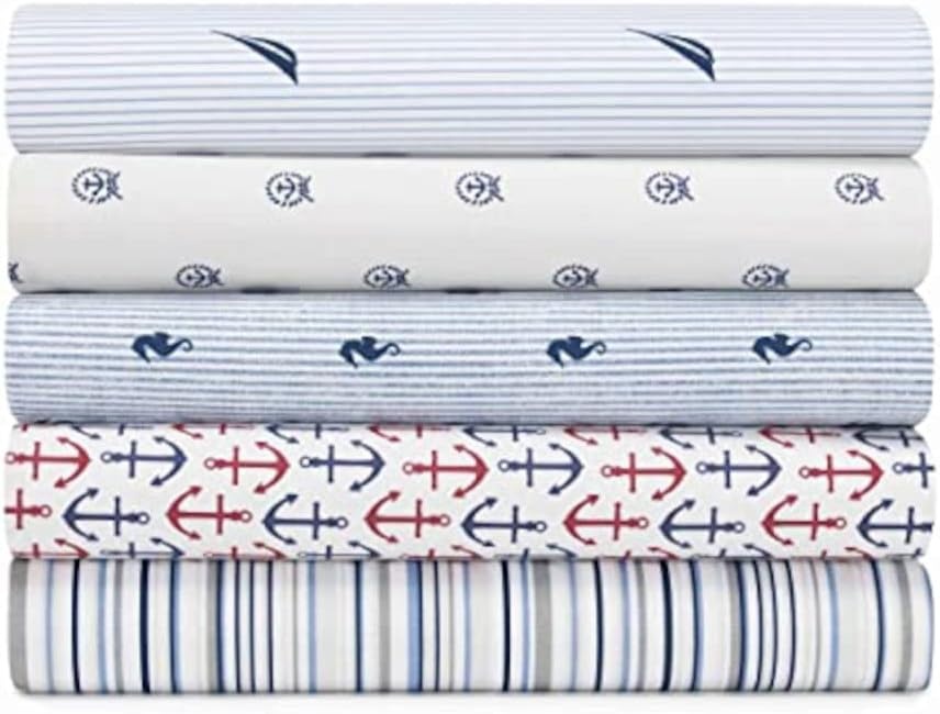 image:imageNautica Twin Size Sheet Set Crisp Cotton Percale Bedding with Matching Pillowcase Lightweight amp Breathable Bed Sheets Deep Pocket College Dorm Room Essentials Star Spangled BlueAudley Blue