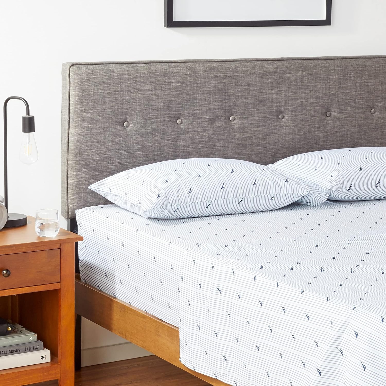image:imageNautica Twin Size Sheet Set Crisp Cotton Percale Bedding with Matching Pillowcase Lightweight amp Breathable Bed Sheets Deep Pocket College Dorm Room Essentials Star Spangled BlueAudley Blue