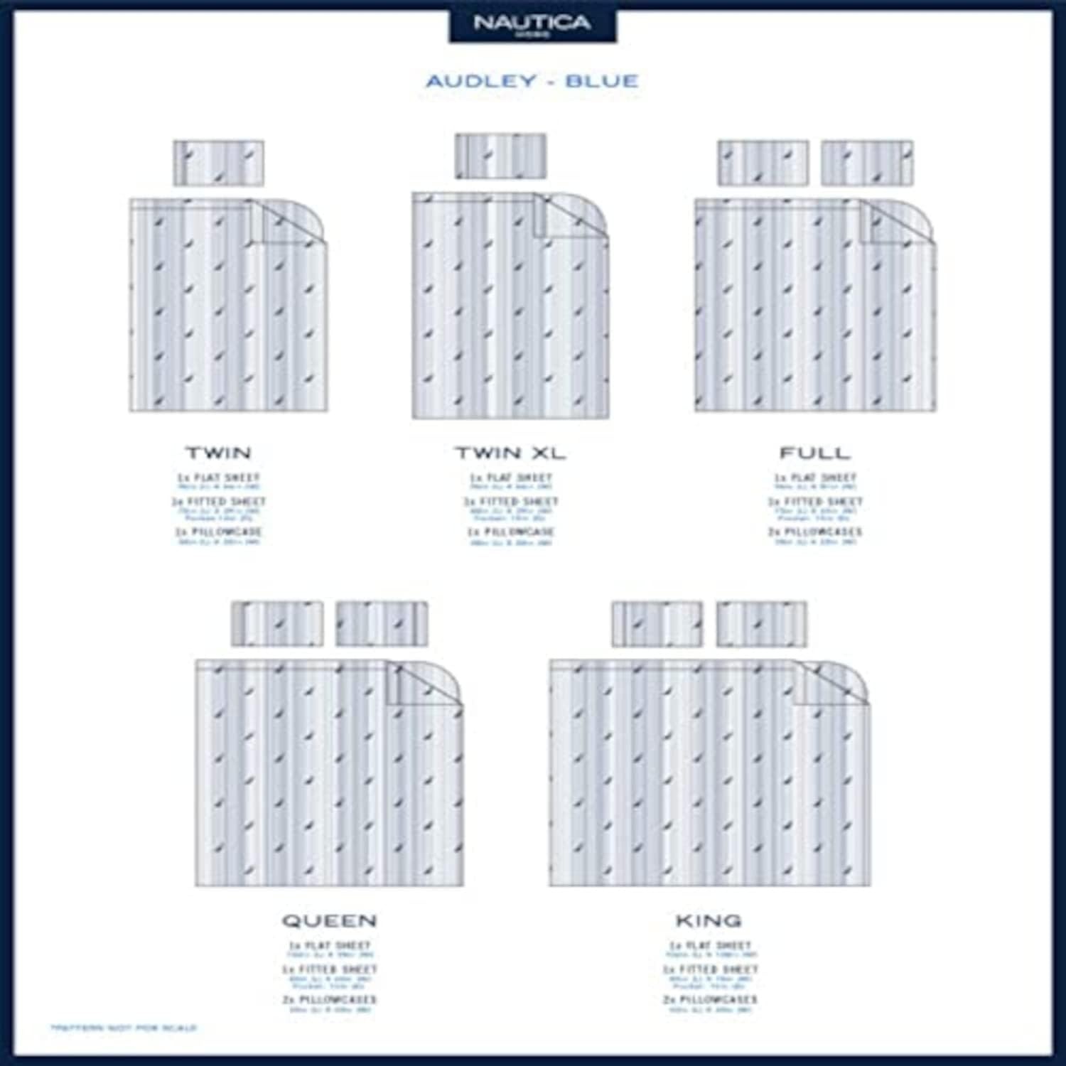 image:imageNautica Twin Size Sheet Set Crisp Cotton Percale Bedding with Matching Pillowcase Lightweight amp Breathable Bed Sheets Deep Pocket College Dorm Room Essentials Star Spangled BlueAudley Blue