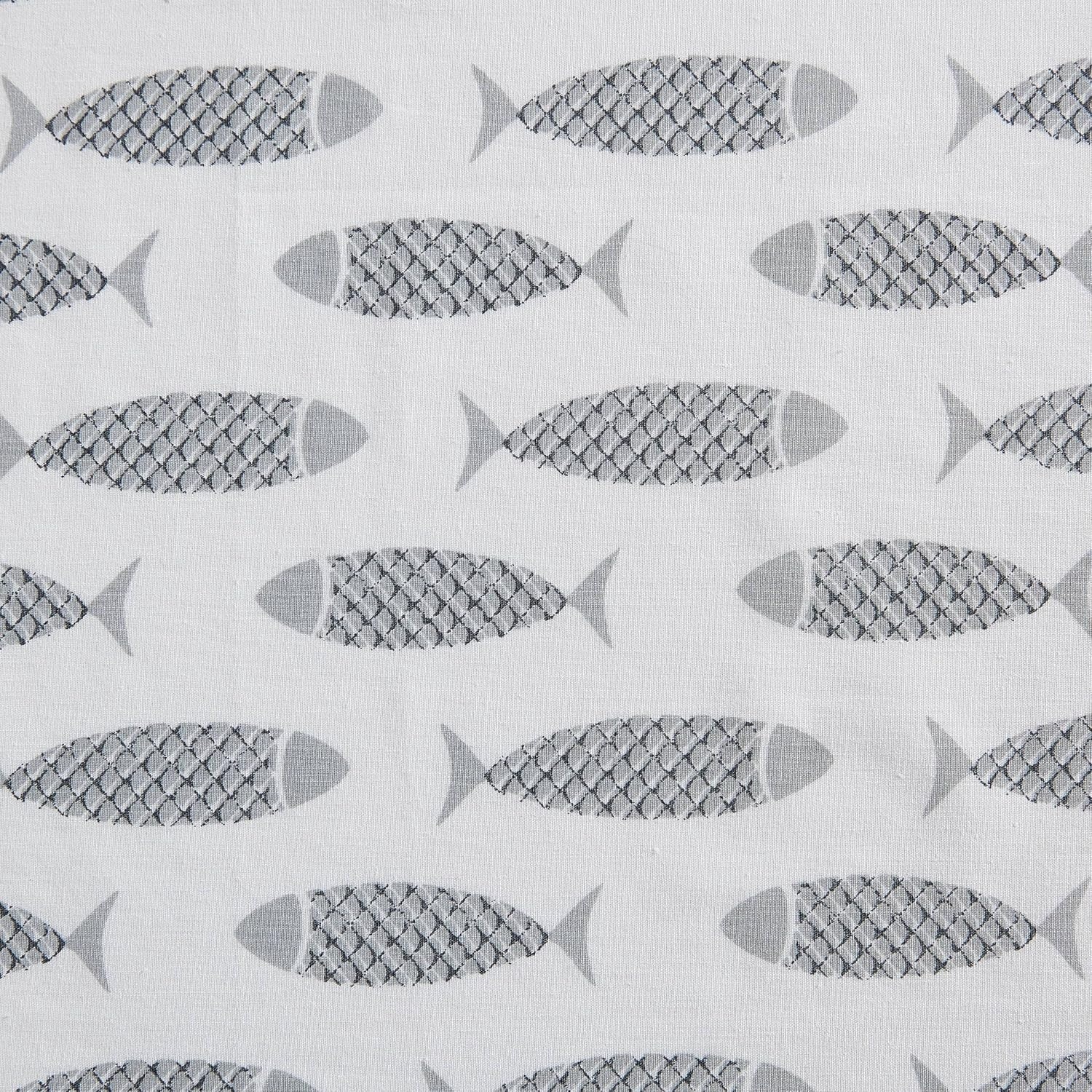 image:imageNautica Twin Size Sheet Set Crisp Cotton Percale Bedding with Matching Pillowcase Lightweight amp Breathable Bed Sheets Deep Pocket College Dorm Room Essentials Star Spangled BlueWoodblock Fish Grey