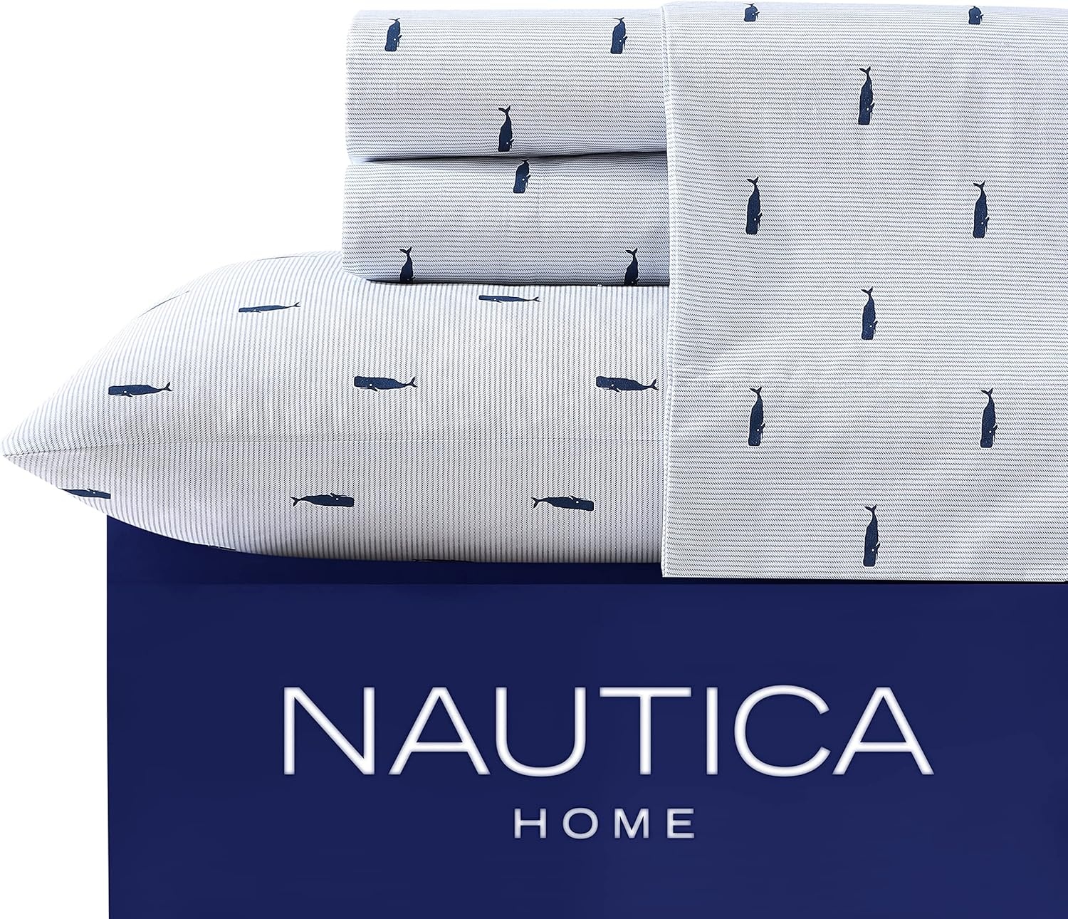 image:imageNautica Twin Size Sheet Set Crisp Cotton Percale Bedding with Matching Pillowcase Lightweight amp Breathable Bed Sheets Deep Pocket College Dorm Room Essentials Star Spangled BlueWhale Stripe