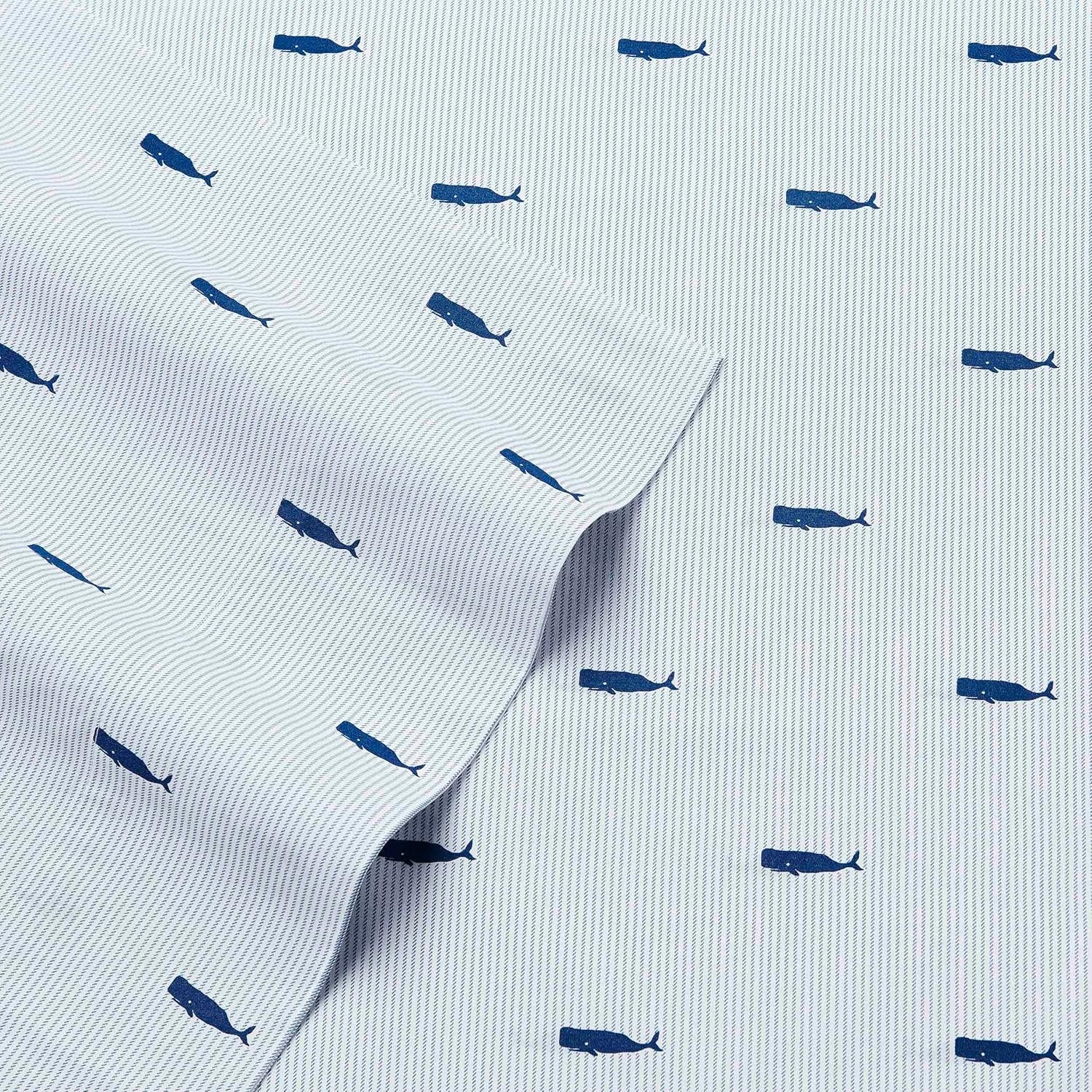 image:imageNautica Twin Size Sheet Set Crisp Cotton Percale Bedding with Matching Pillowcase Lightweight amp Breathable Bed Sheets Deep Pocket College Dorm Room Essentials Star Spangled BlueWhale Stripe