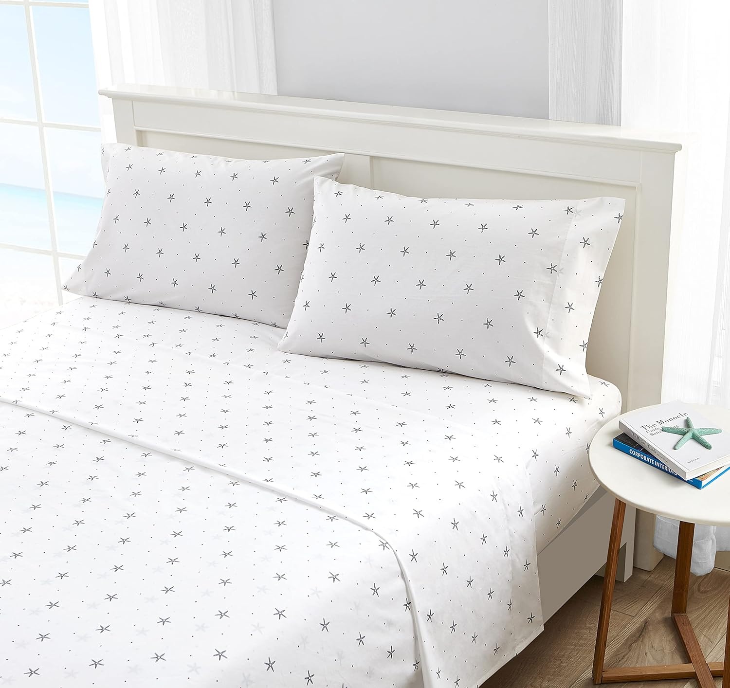 image:imageNautica Twin Size Sheet Set Crisp Cotton Percale Bedding with Matching Pillowcase Lightweight amp Breathable Bed Sheets Deep Pocket College Dorm Room Essentials Star Spangled BlueStar Spangled Coastal