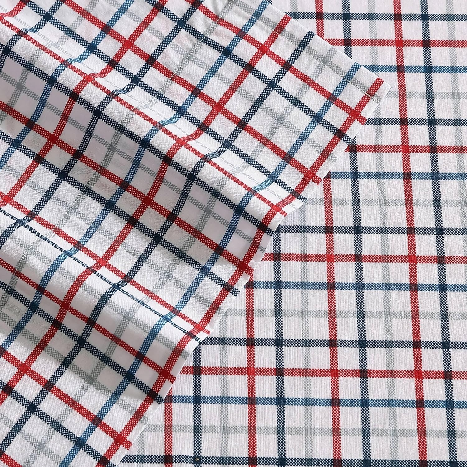 image:imageNautica Twin Size Sheet Set Crisp Cotton Percale Bedding with Matching Pillowcase Lightweight amp Breathable Bed Sheets Deep Pocket College Dorm Room Essentials Star Spangled BlueBoating Tattersall
