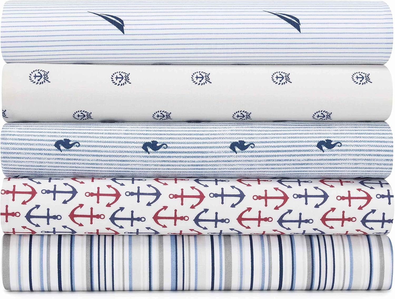 image:imageNautica Twin Size Sheet Set Crisp Cotton Percale Bedding with Matching Pillowcase Lightweight amp Breathable Bed Sheets Deep Pocket College Dorm Room Essentials Star Spangled BlueAudley Blue