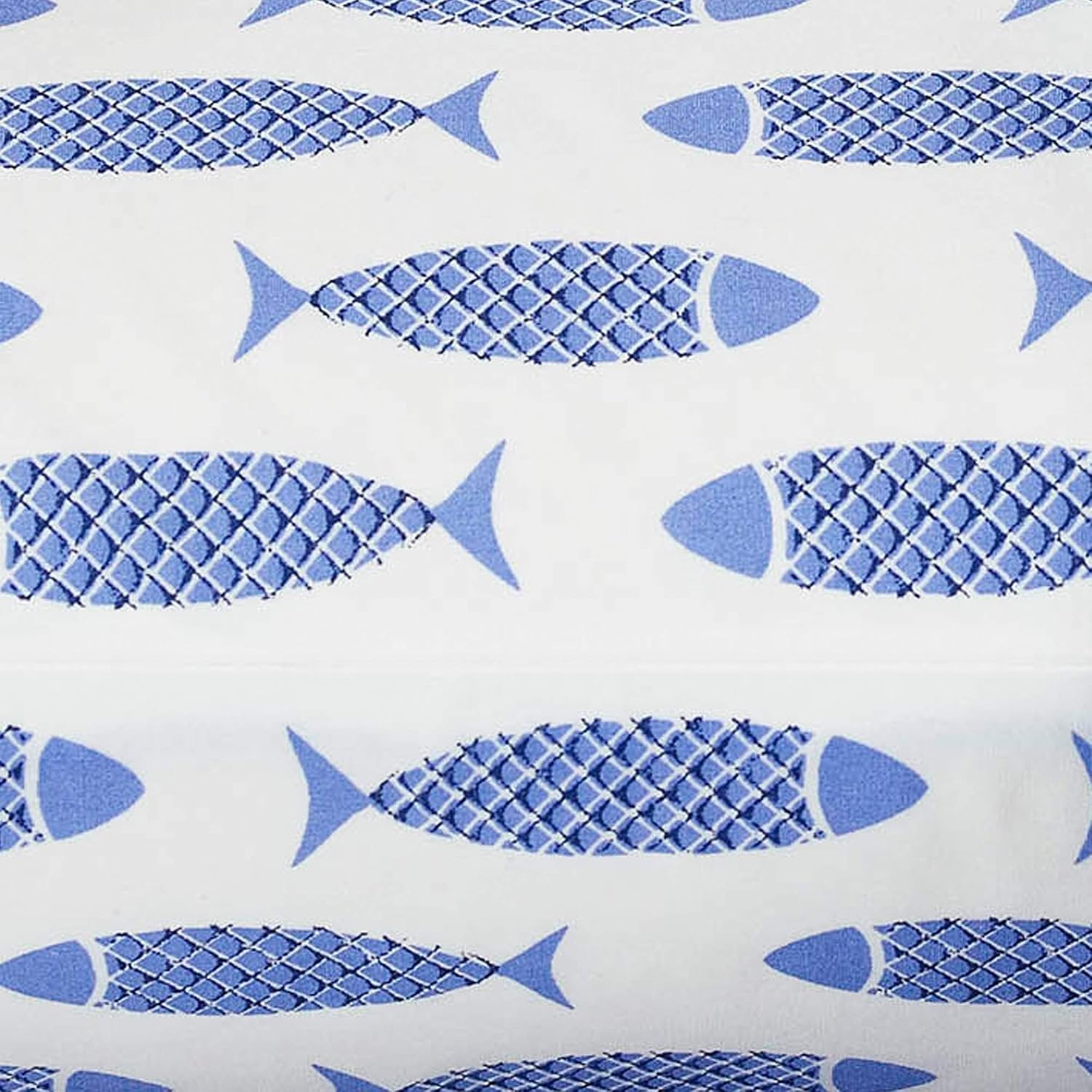 image:imageNautica Twin Size Sheet Set Crisp Cotton Percale Bedding with Matching Pillowcase Lightweight amp Breathable Bed Sheets Deep Pocket College Dorm Room Essentials Star Spangled BlueWoodblock Fish Blue