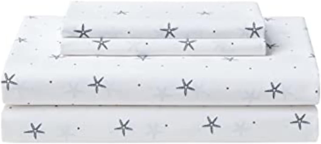 image:imageNautica Twin Size Sheet Set Crisp Cotton Percale Bedding with Matching Pillowcase Lightweight amp Breathable Bed Sheets Deep Pocket College Dorm Room Essentials Star Spangled BlueStar Spangled Coastal