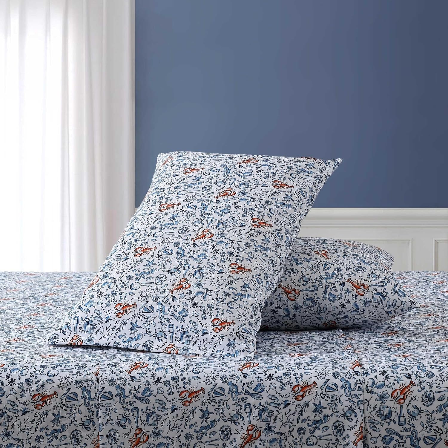 image:imageNautica Twin Size Sheet Set Crisp amp Cool Bedding with a Light and Breathable Feel 3 Piece Bed Sheets with Deep Pocket Fitted Sheet amp Matching Pillowcase Beasley Stripe GreenCoastal Fun Blue