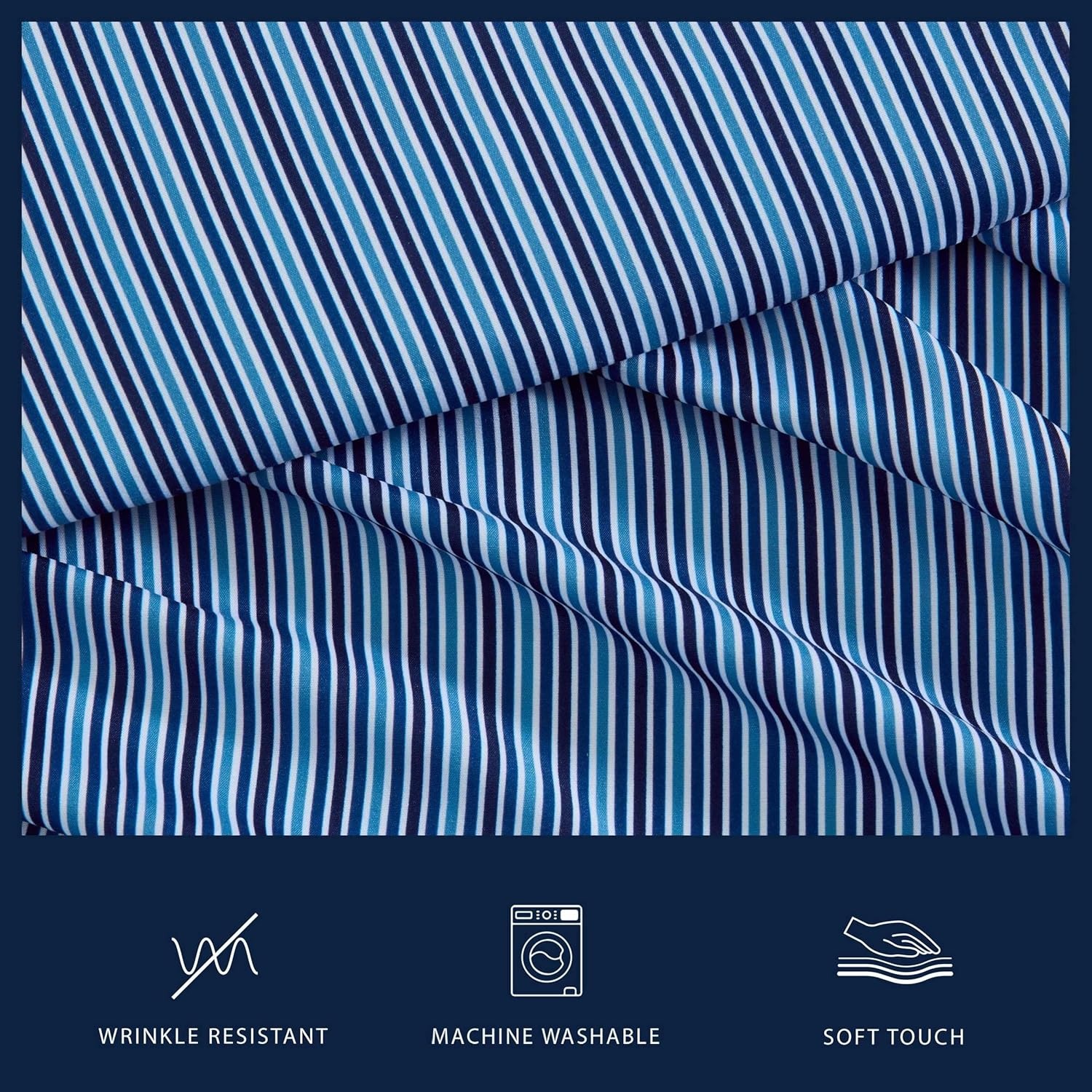 image:imageNautica Twin Size Sheet Set Microfiber Bedding with Deep Pocket Fitted Sheet Bed Sheets with Matching Pillowcase Coxswain StripeAlden Stripe Blue