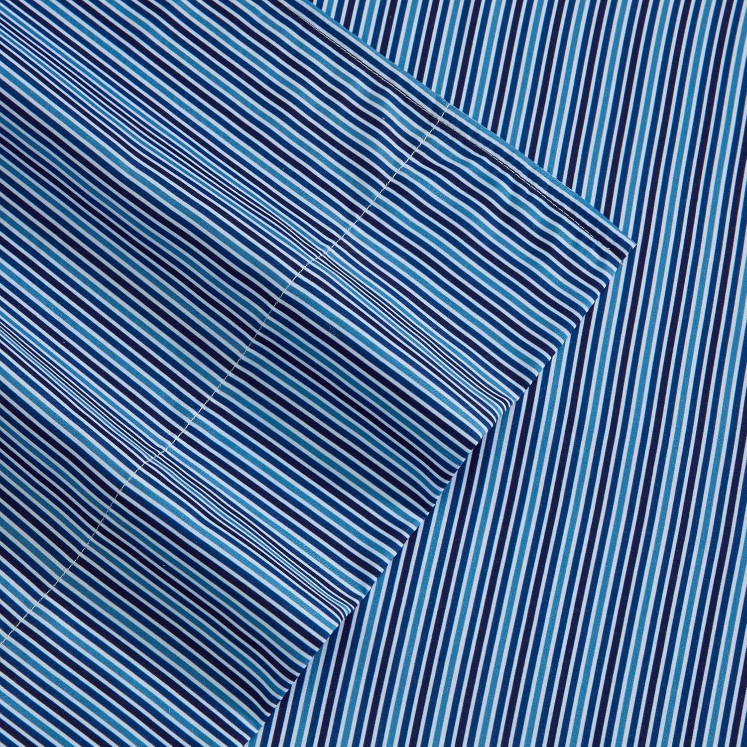 image:imageNautica Twin Size Sheet Set Microfiber Bedding with Deep Pocket Fitted Sheet Bed Sheets with Matching Pillowcase Coxswain StripeAlden Stripe Blue