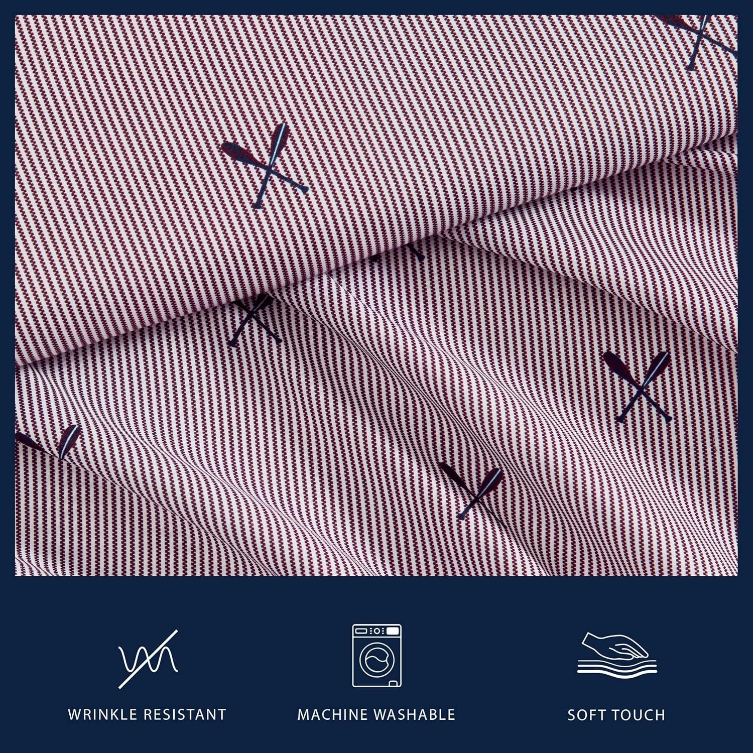 image:imageNautica Twin Size Sheet Set Microfiber Bedding with Deep Pocket Fitted Sheet Bed Sheets with Matching Pillowcase Coxswain StripeCoxswain Stripe
