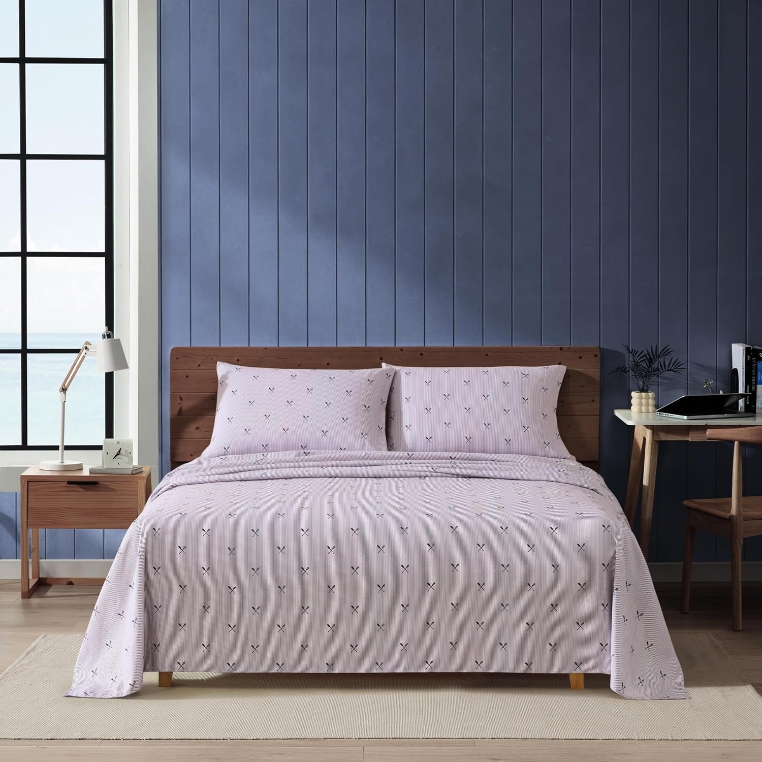 image:imageNautica Twin Size Sheet Set Microfiber Bedding with Deep Pocket Fitted Sheet Bed Sheets with Matching Pillowcase Coxswain StripeCoxswain Stripe