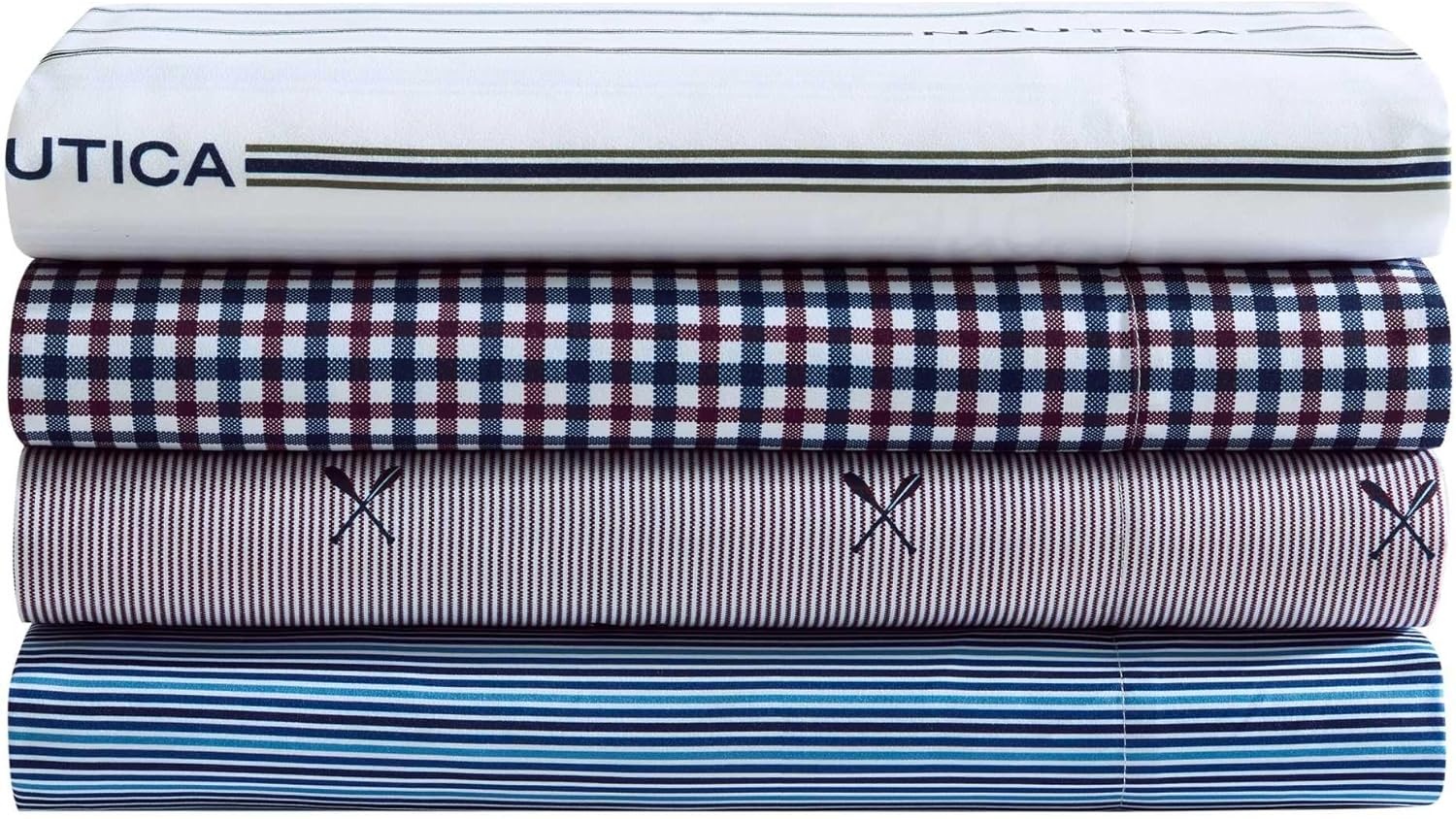 image:imageNautica Twin Size Sheet Set Microfiber Bedding with Deep Pocket Fitted Sheet Bed Sheets with Matching Pillowcase Coxswain StripeCoxswain Stripe