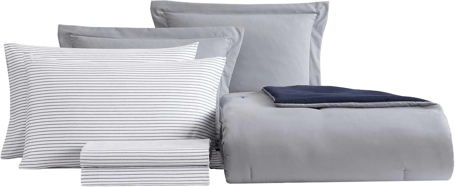 image:imageNautica Twin XL Comforter Set Soft amp Reversible Bedding with Bonus Bed Sheets amp Pillowcases 5Piece Bed Set Hayes SolidHarmead GreyHayes SolidHarmead Grey