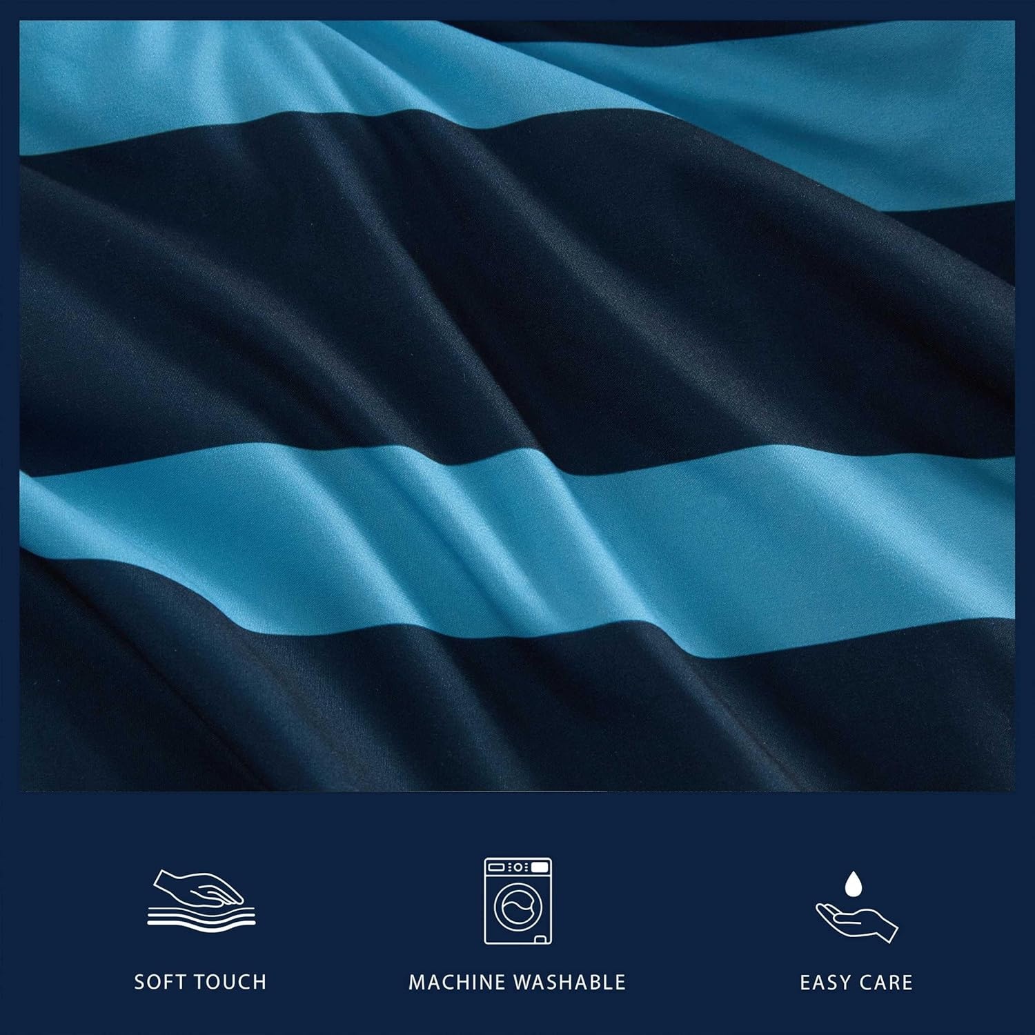 image:imageNautica Twin XL Comforter Set Soft amp Reversible Coastal Bedding with Matching Pillowcase Nautical Striped Bed Set Keelson StripeSolid BlueKeelson StripeSolid Blue