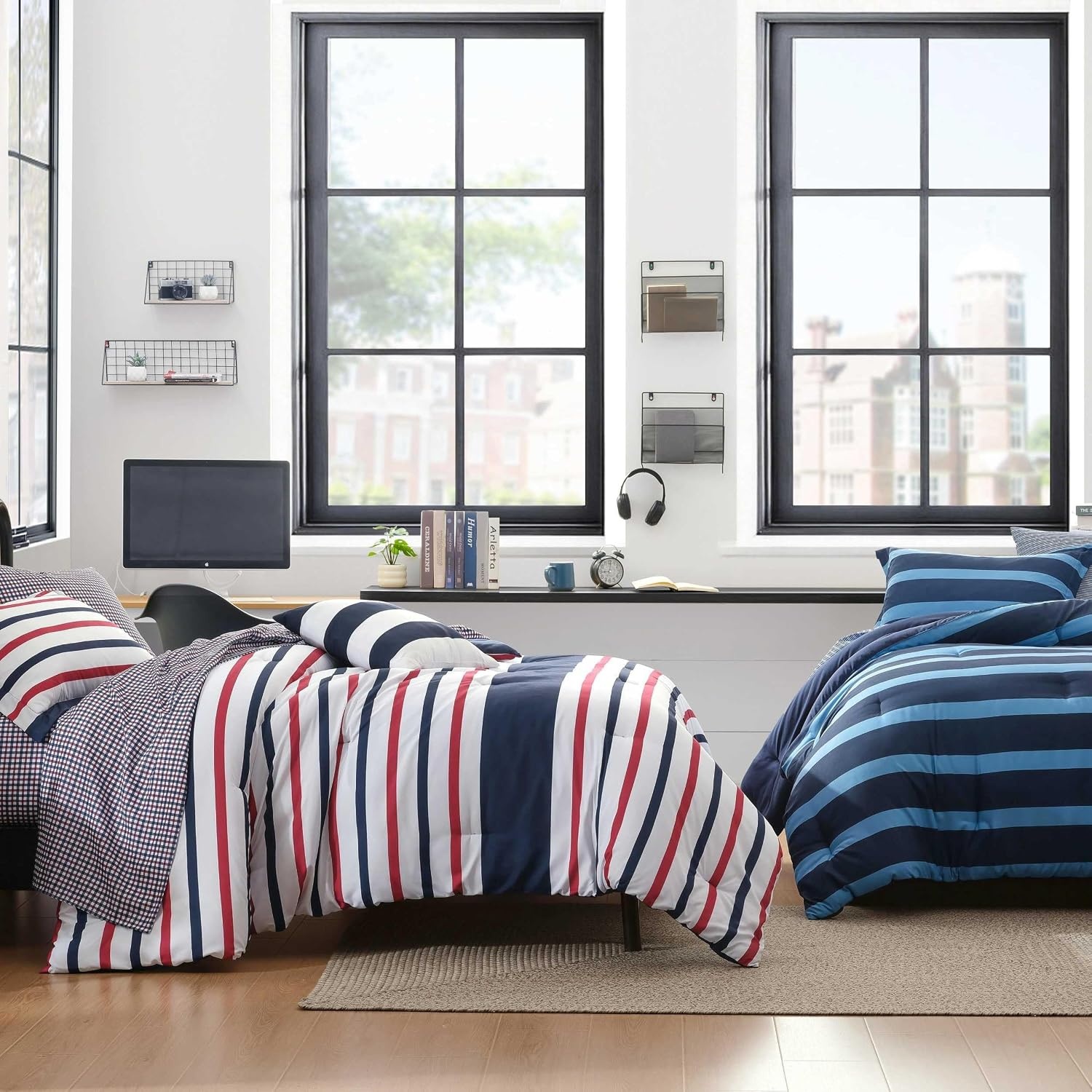 image:imageNautica Twin XL Comforter Set Soft amp Reversible Coastal Bedding with Matching Pillowcase Nautical Striped Bed Set Keelson StripeSolid BlueKeelson StripeSolid Blue