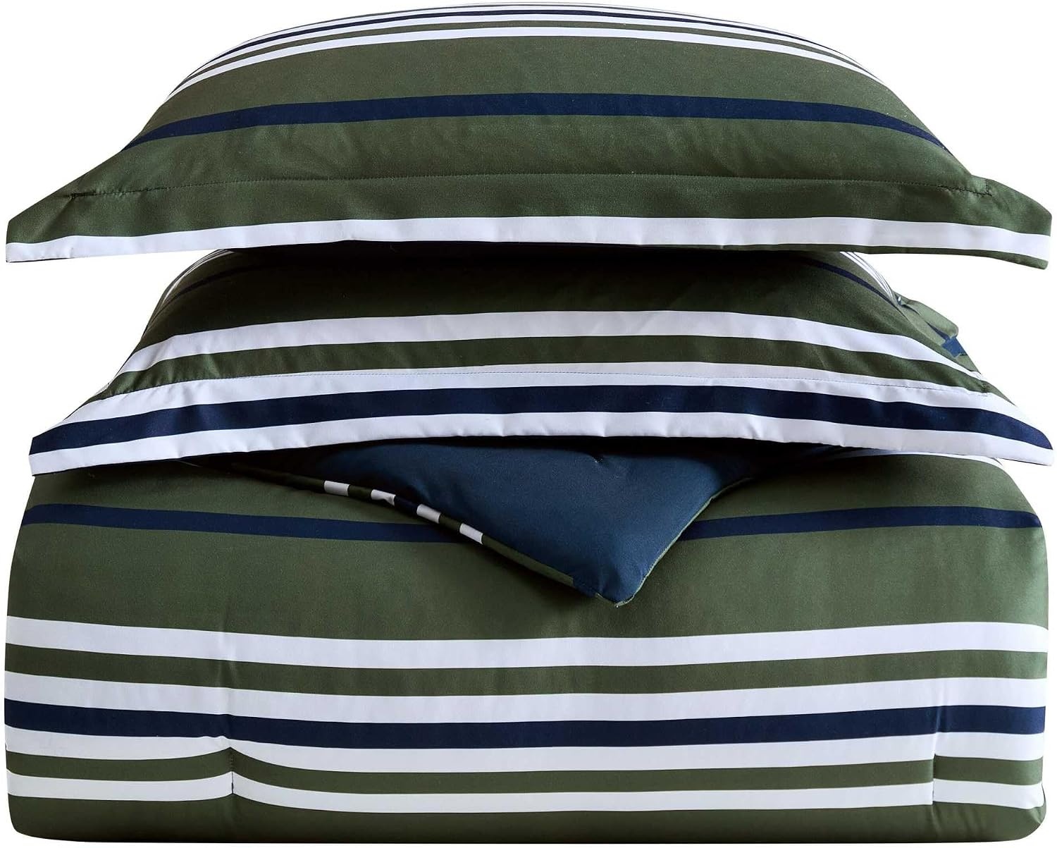 image:imageNautica Twin XL Comforter Set Soft amp Reversible Coastal Bedding with Matching Pillowcase Nautical Striped Bed Set Uphaul StripeSolid GreenUphaul StripeSolid Green