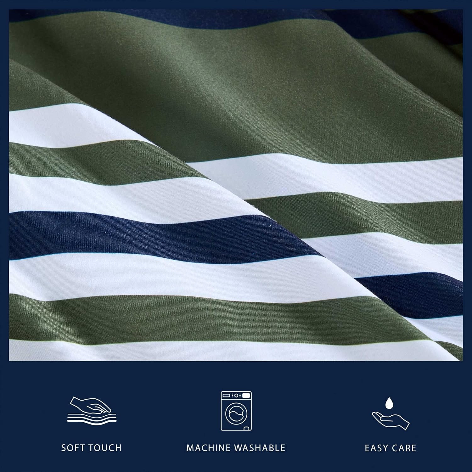image:imageNautica Twin XL Comforter Set Soft amp Reversible Coastal Bedding with Matching Pillowcase Nautical Striped Bed Set Uphaul StripeSolid GreenUphaul StripeSolid Green