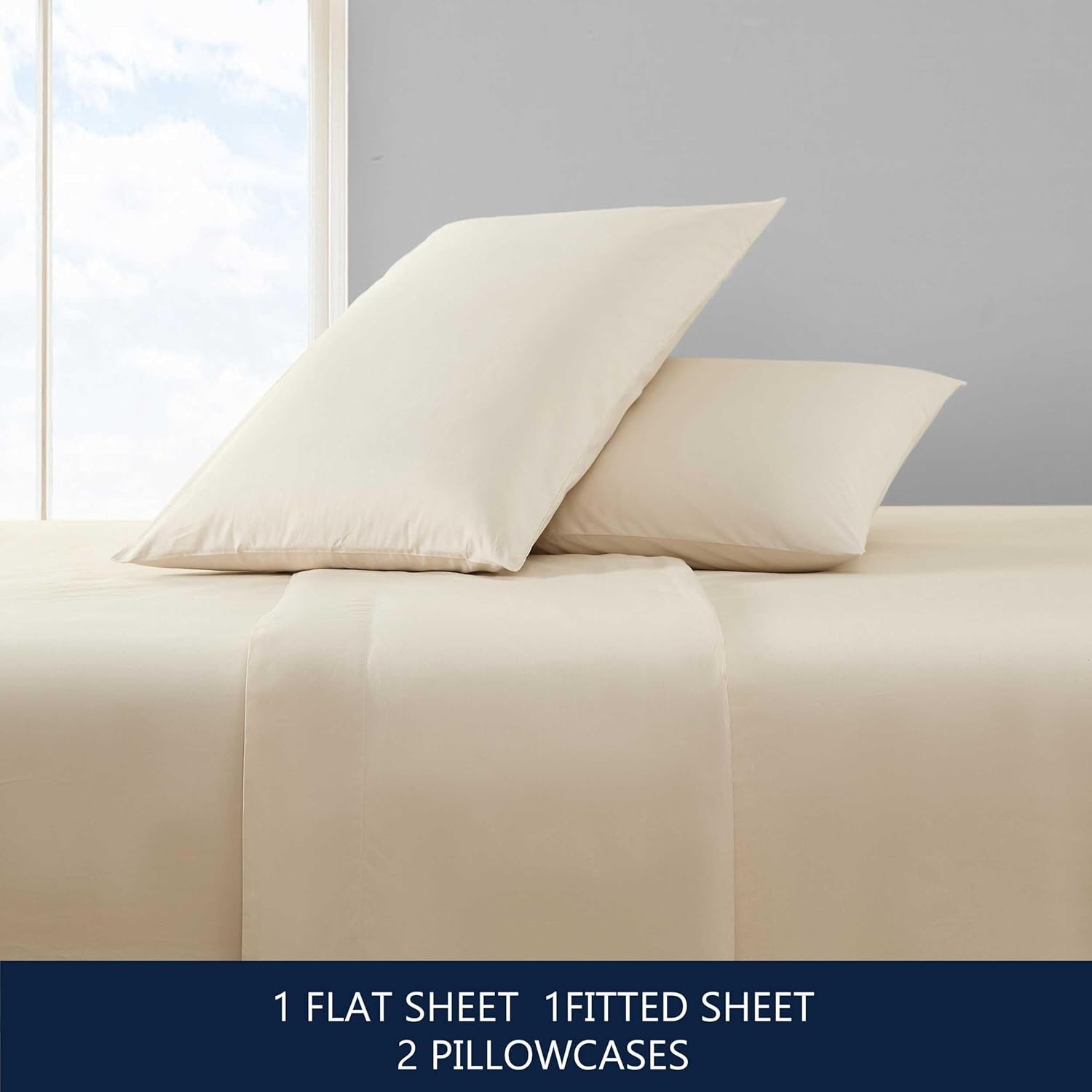 image:imageNautica Twin XL Size Sheet Set Crisp Cotton Percale Bedding with Matching Pillowcase Lightweight amp Breathable Bed Sheets Deep Pocket College Dorm Room Essentials Captains BlueBayview Beige