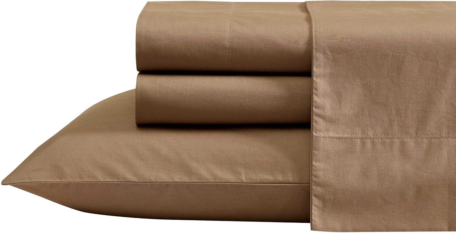 image:imageNautica Twin XL Size Sheet Set Crisp Cotton Percale Bedding with Matching Pillowcase Lightweight amp Breathable Bed Sheets Deep Pocket College Dorm Room Essentials Captains BlueBayview Brown
