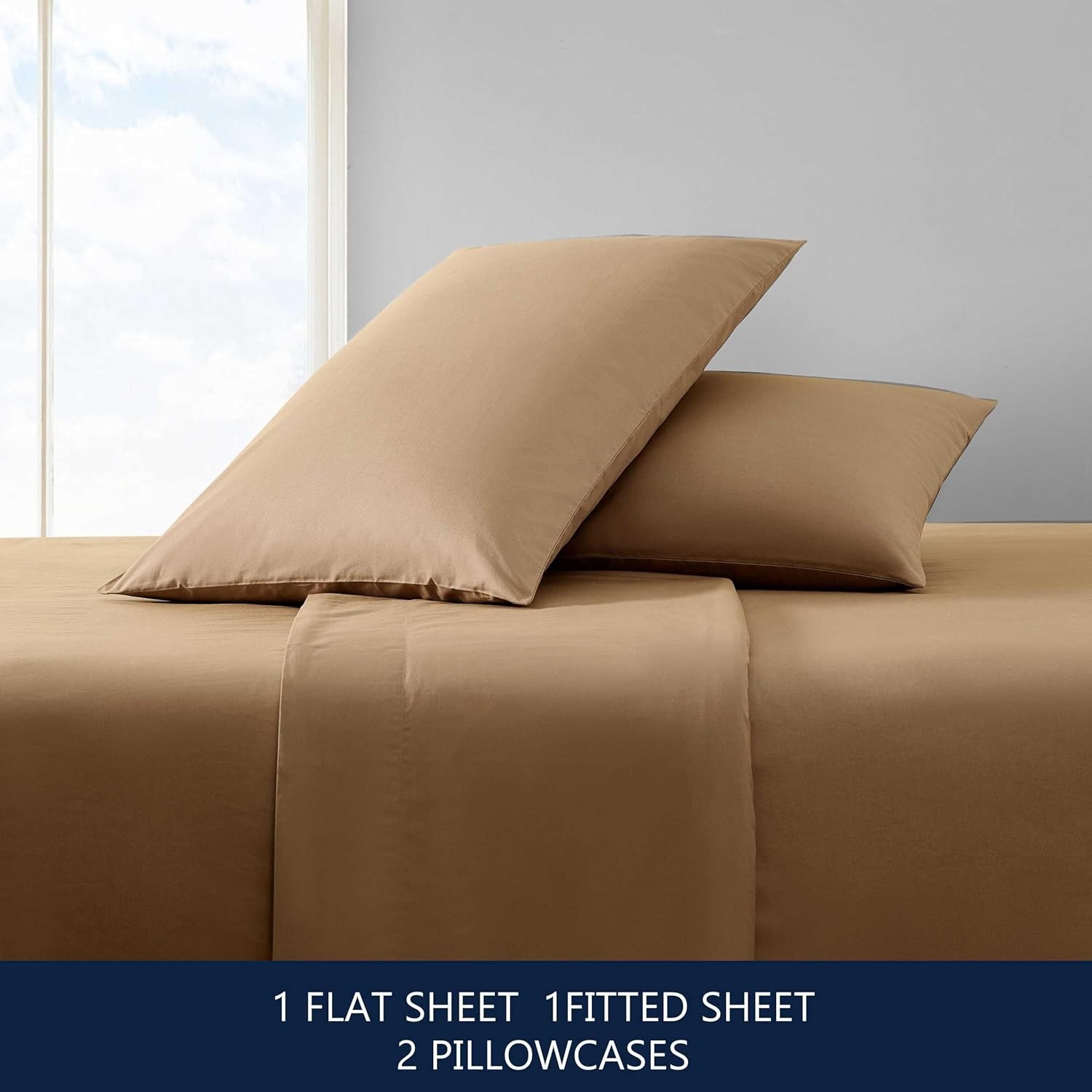 image:imageNautica Twin XL Size Sheet Set Crisp Cotton Percale Bedding with Matching Pillowcase Lightweight amp Breathable Bed Sheets Deep Pocket College Dorm Room Essentials Captains BlueBayview Brown