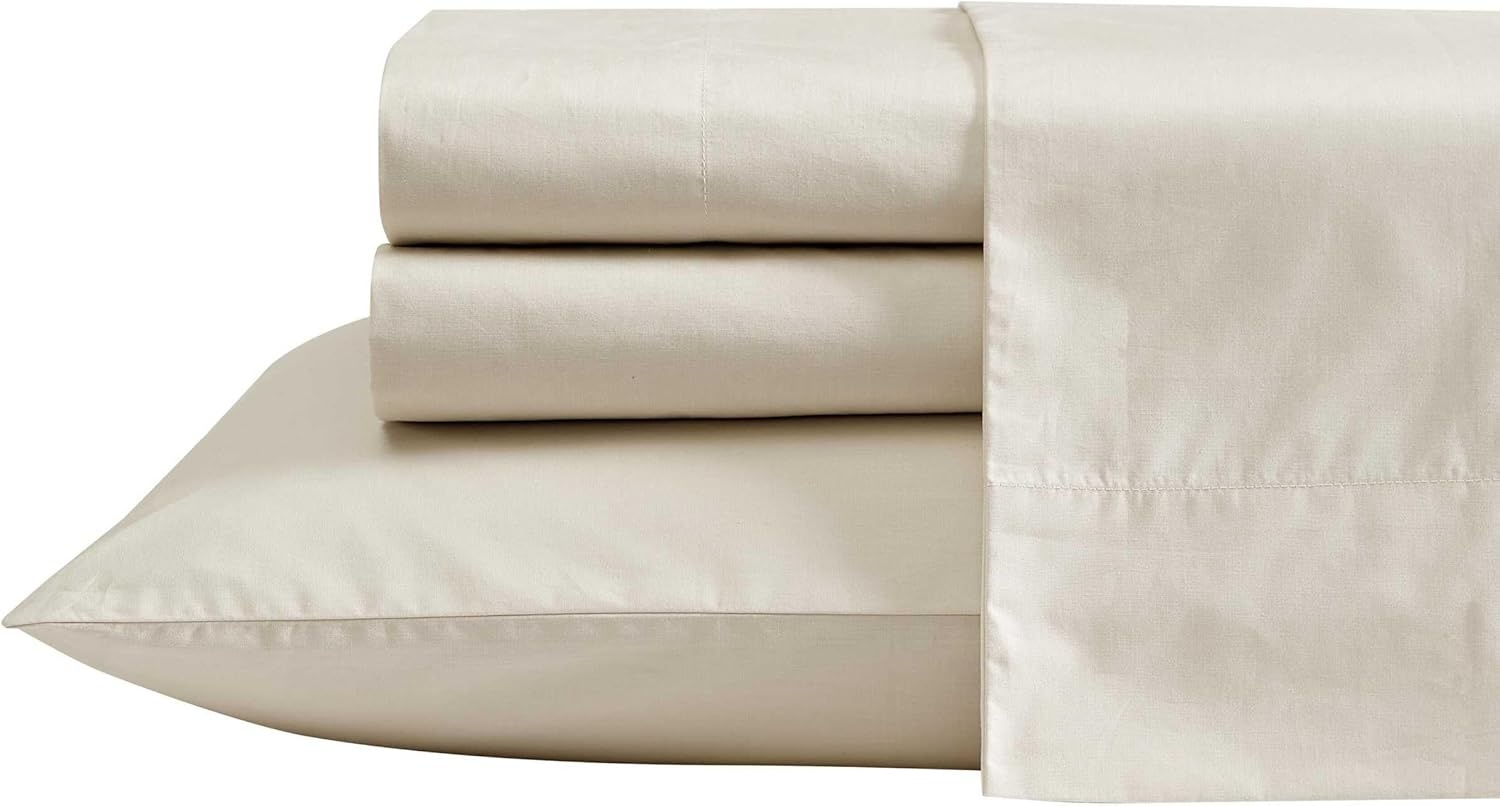 image:imageNautica Twin XL Size Sheet Set Crisp Cotton Percale Bedding with Matching Pillowcase Lightweight amp Breathable Bed Sheets Deep Pocket College Dorm Room Essentials Captains BlueBayview Beige