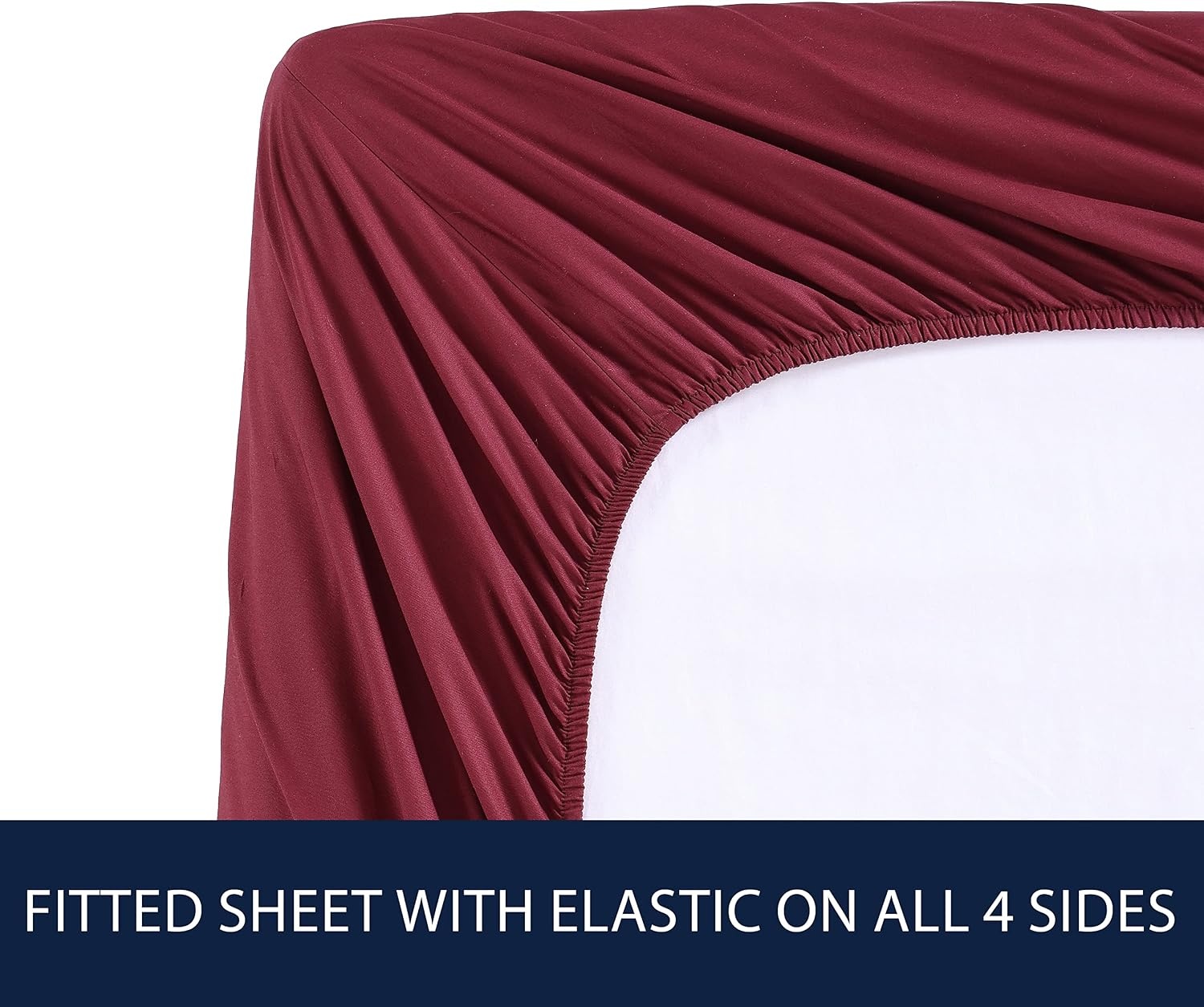 image:imageNautica Twin XL Size Sheet Set Crisp Cotton Percale Bedding with Matching Pillowcase Lightweight amp Breathable Bed Sheets Deep Pocket College Dorm Room Essentials Captains BlueSolid Dark Red