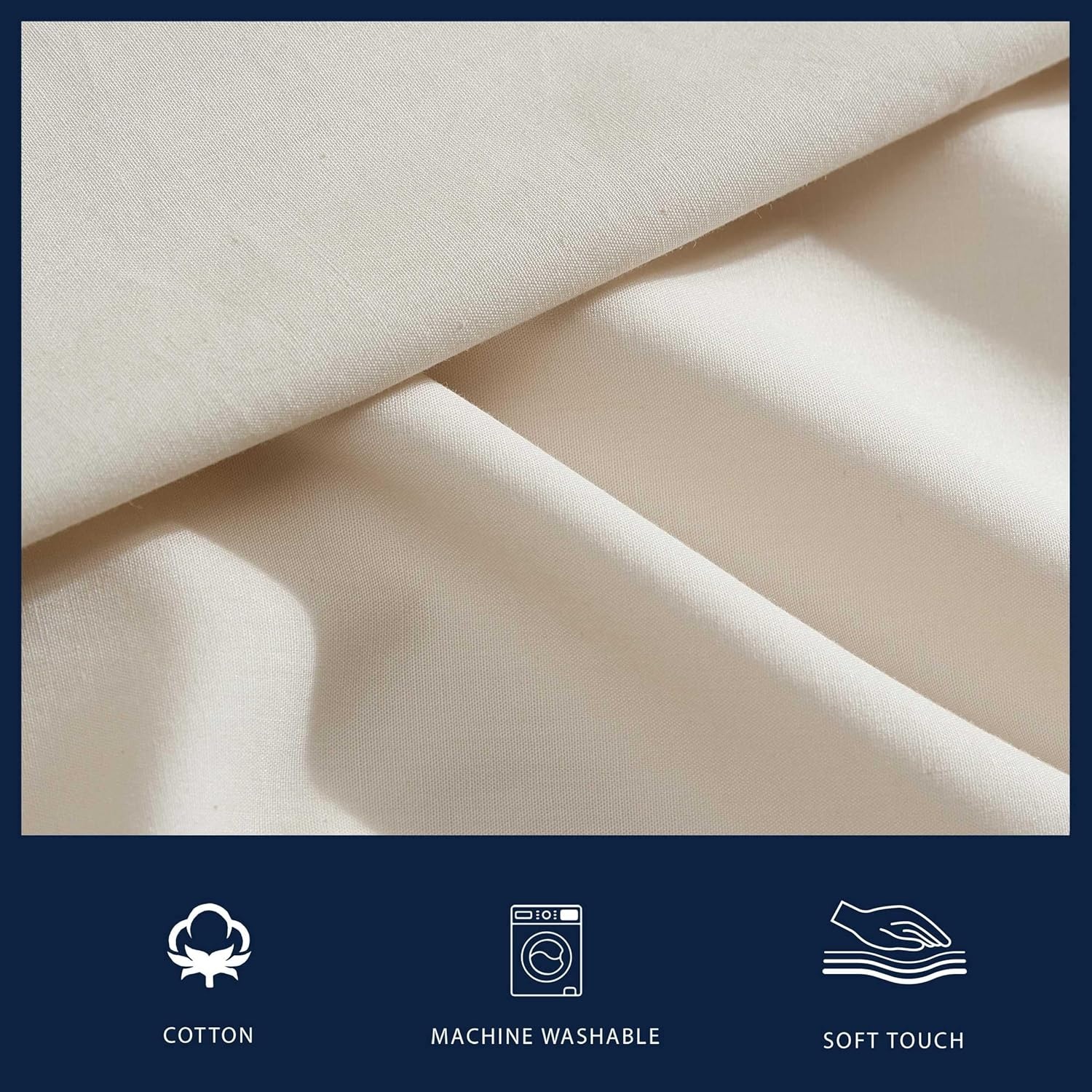 image:imageNautica Twin XL Size Sheet Set Crisp Cotton Percale Bedding with Matching Pillowcase Lightweight amp Breathable Bed Sheets Deep Pocket College Dorm Room Essentials Captains BlueBayview Beige