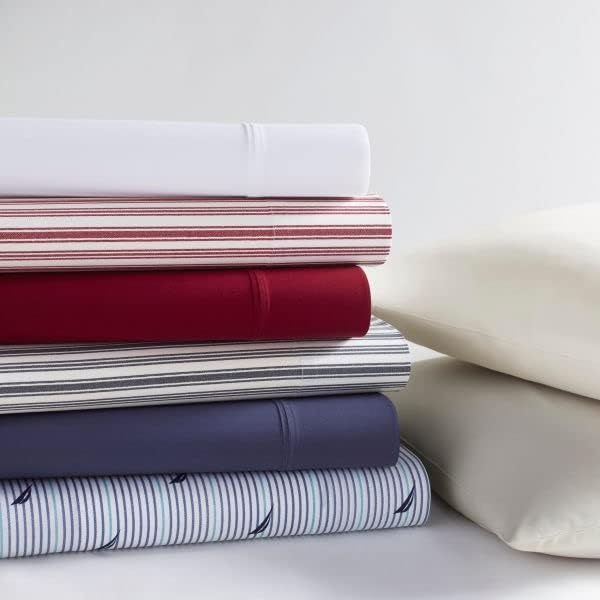 image:imageNautica Twin XL Size Sheet Set Crisp Cotton Percale Bedding with Matching Pillowcase Lightweight amp Breathable Bed Sheets Deep Pocket College Dorm Room Essentials Captains BlueCaptains Navy