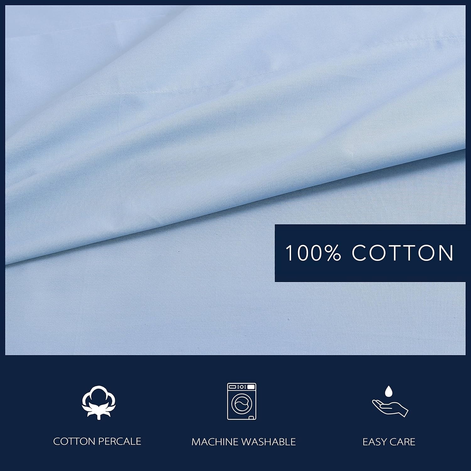 image:imageNautica Twin XL Size Sheet Set Crisp Cotton Percale Bedding with Matching Pillowcase Lightweight amp Breathable Bed Sheets Deep Pocket College Dorm Room Essentials Captains BlueLake Blue