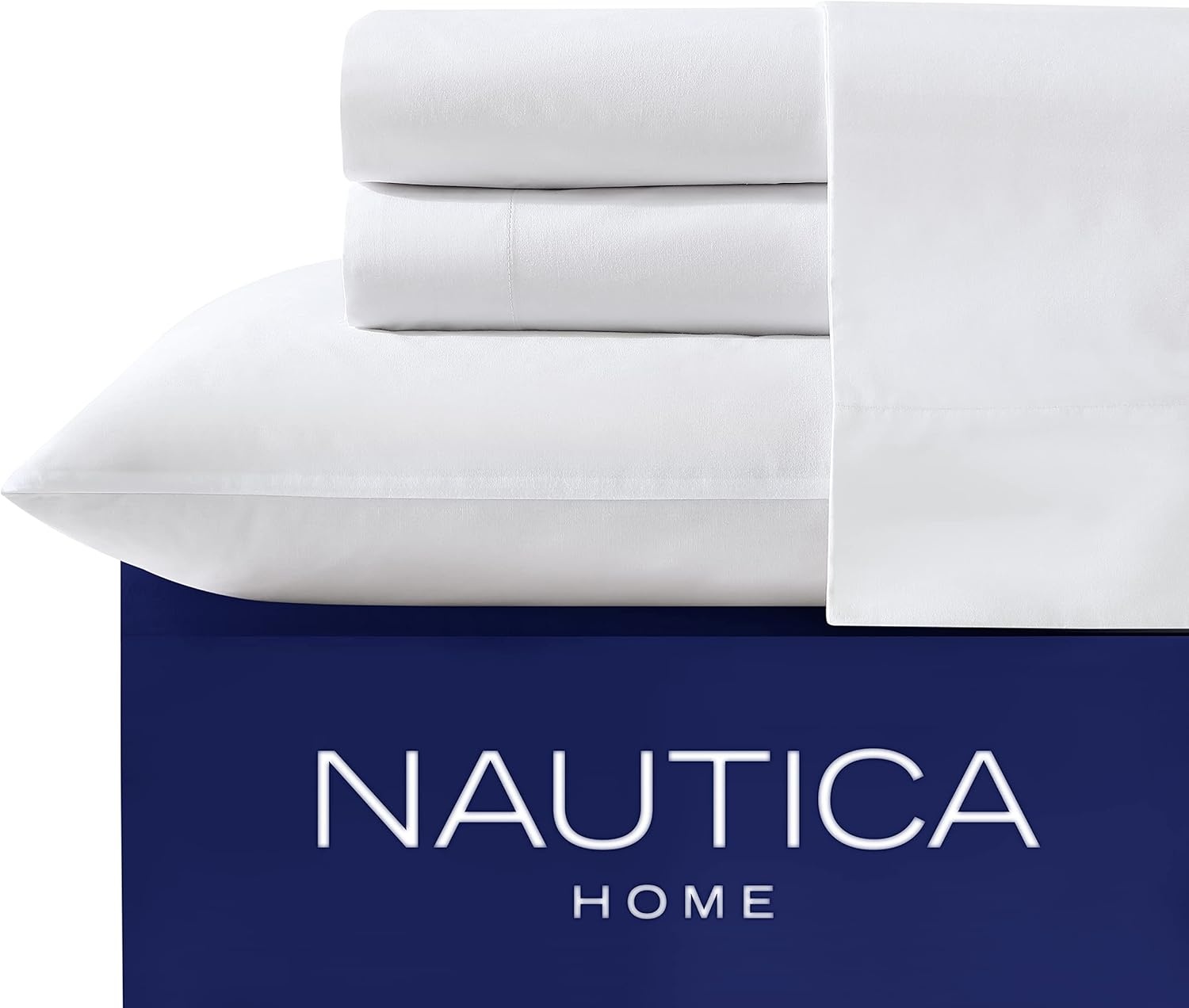 image:imageNautica Twin XL Size Sheet Set Crisp Cotton Percale Bedding with Matching Pillowcase Lightweight amp Breathable Bed Sheets Deep Pocket College Dorm Room Essentials Captains BlueWhite
