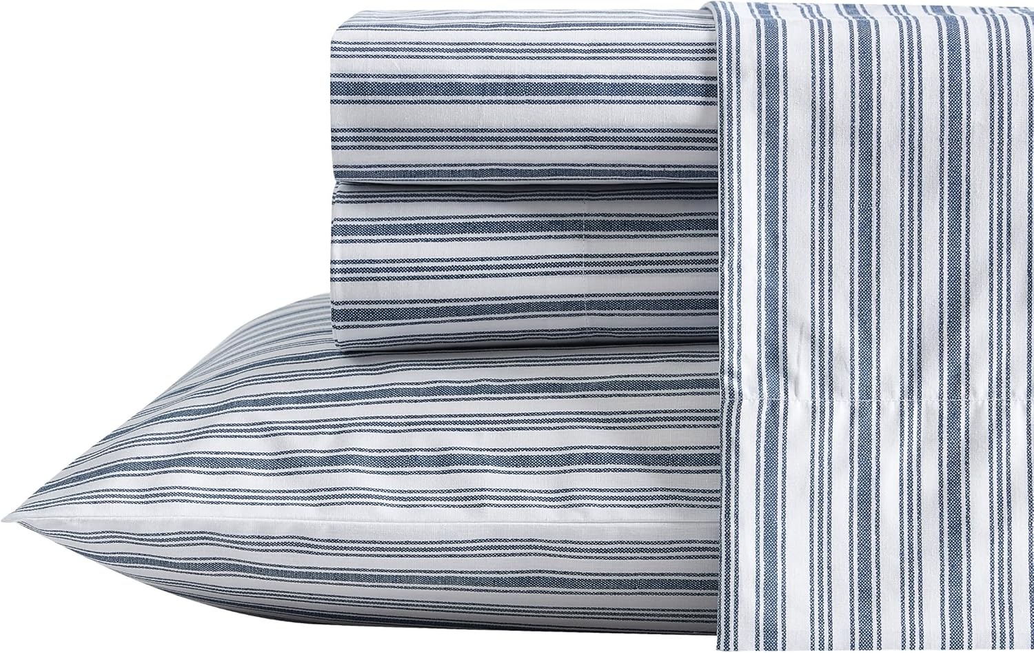 image:imageNautica Twin XL Size Sheets Set Crisp amp Tailored Floral Bedding with a Smooth Cotton Percale Bed Sheets with Matching Pillowcase amp Fitted Sheet Breezy Bloom BlueColeridge Stripe Blue