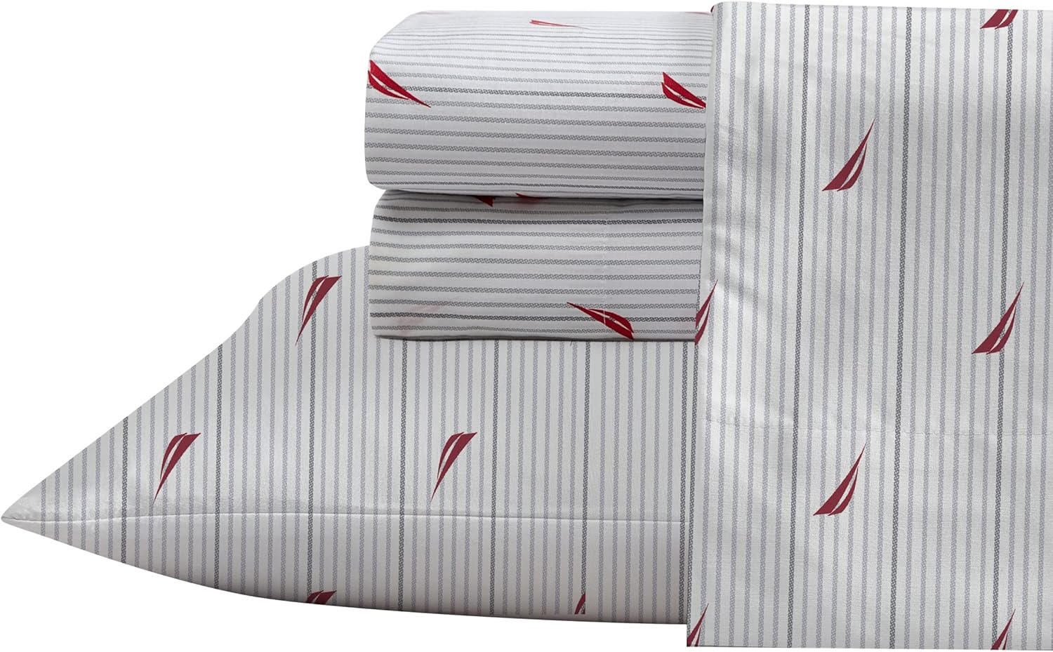 image:imageNautica Twin XL Size Sheets Set Crisp amp Tailored Floral Bedding with a Smooth Cotton Percale Bed Sheets with Matching Pillowcase amp Fitted Sheet Breezy Bloom BlueAudley Stripe Red