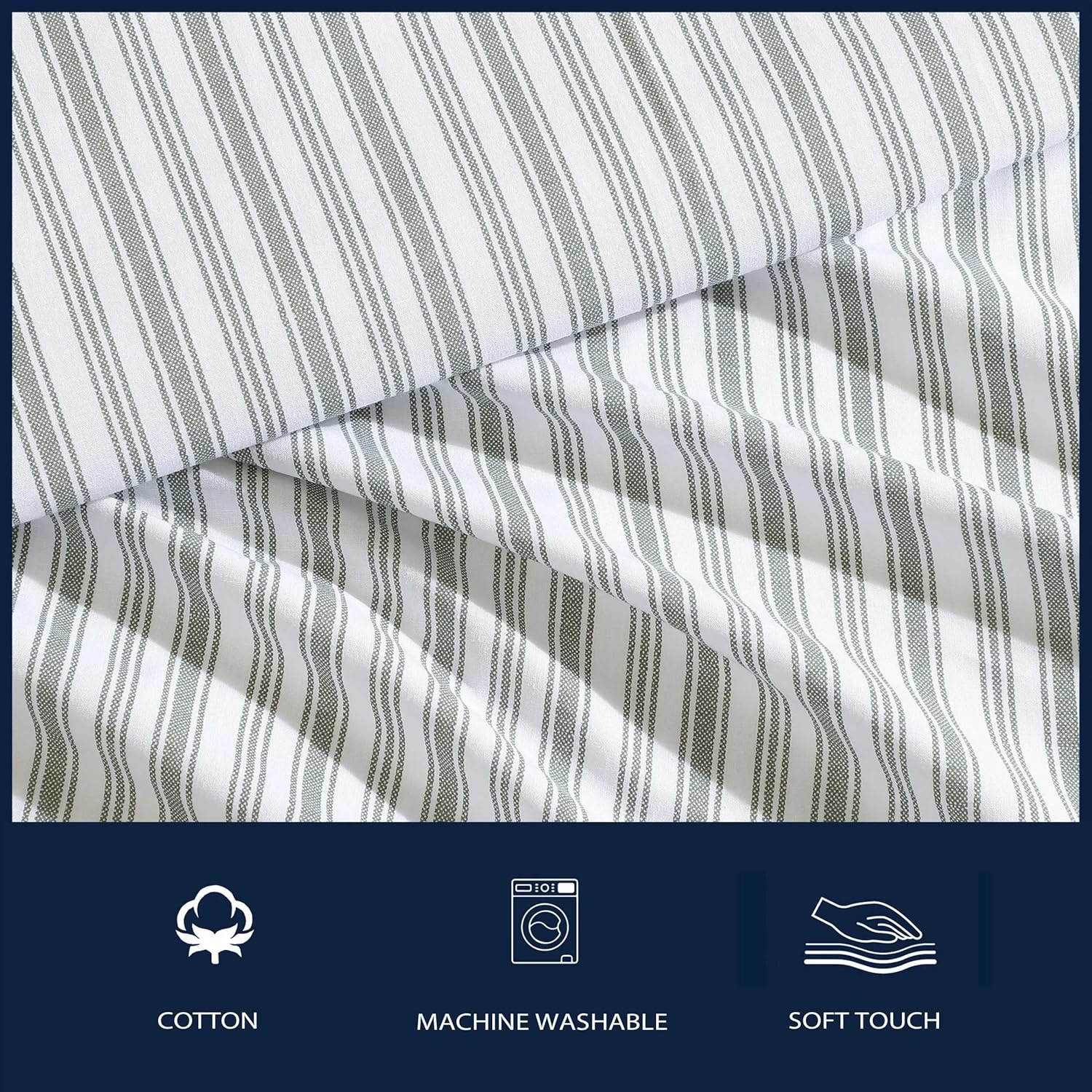 image:imageNautica Twin XL Size Sheets Set Crisp amp Tailored Floral Bedding with a Smooth Cotton Percale Bed Sheets with Matching Pillowcase amp Fitted Sheet Breezy Bloom BlueColeridge Stripe Green