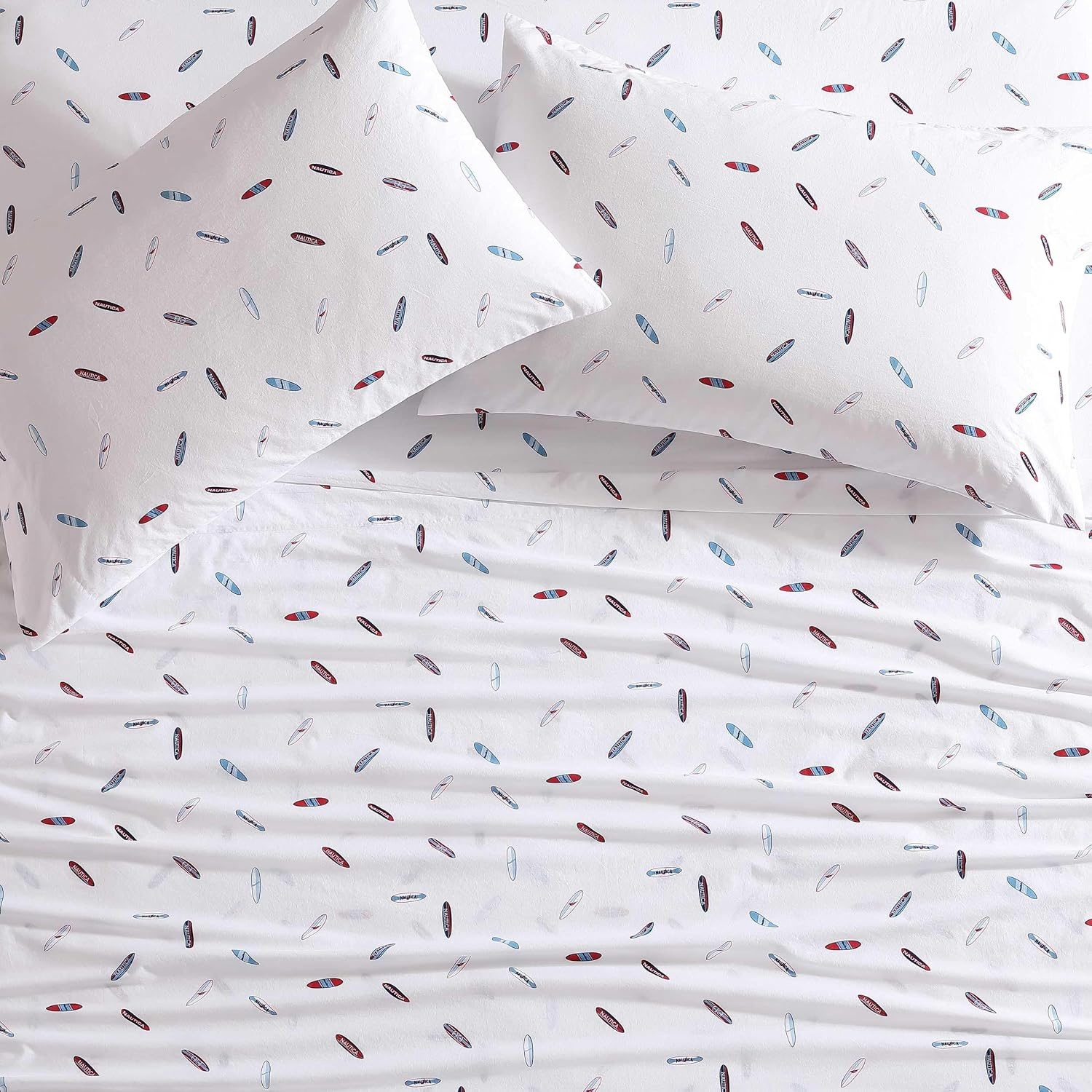 image:imageNautica Twin XL Size Sheets Set Crisp amp Tailored Floral Bedding with a Smooth Cotton Percale Bed Sheets with Matching Pillowcase amp Fitted Sheet Breezy Bloom BlueHigh Surf