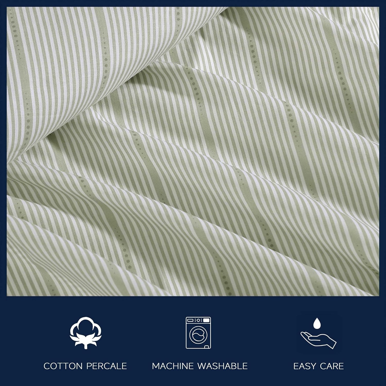image:imageNautica Twin XL Size Sheets Set Crisp amp Tailored Floral Bedding with a Smooth Cotton Percale Bed Sheets with Matching Pillowcase amp Fitted Sheet Breezy Bloom BlueEllipse Stripe Green