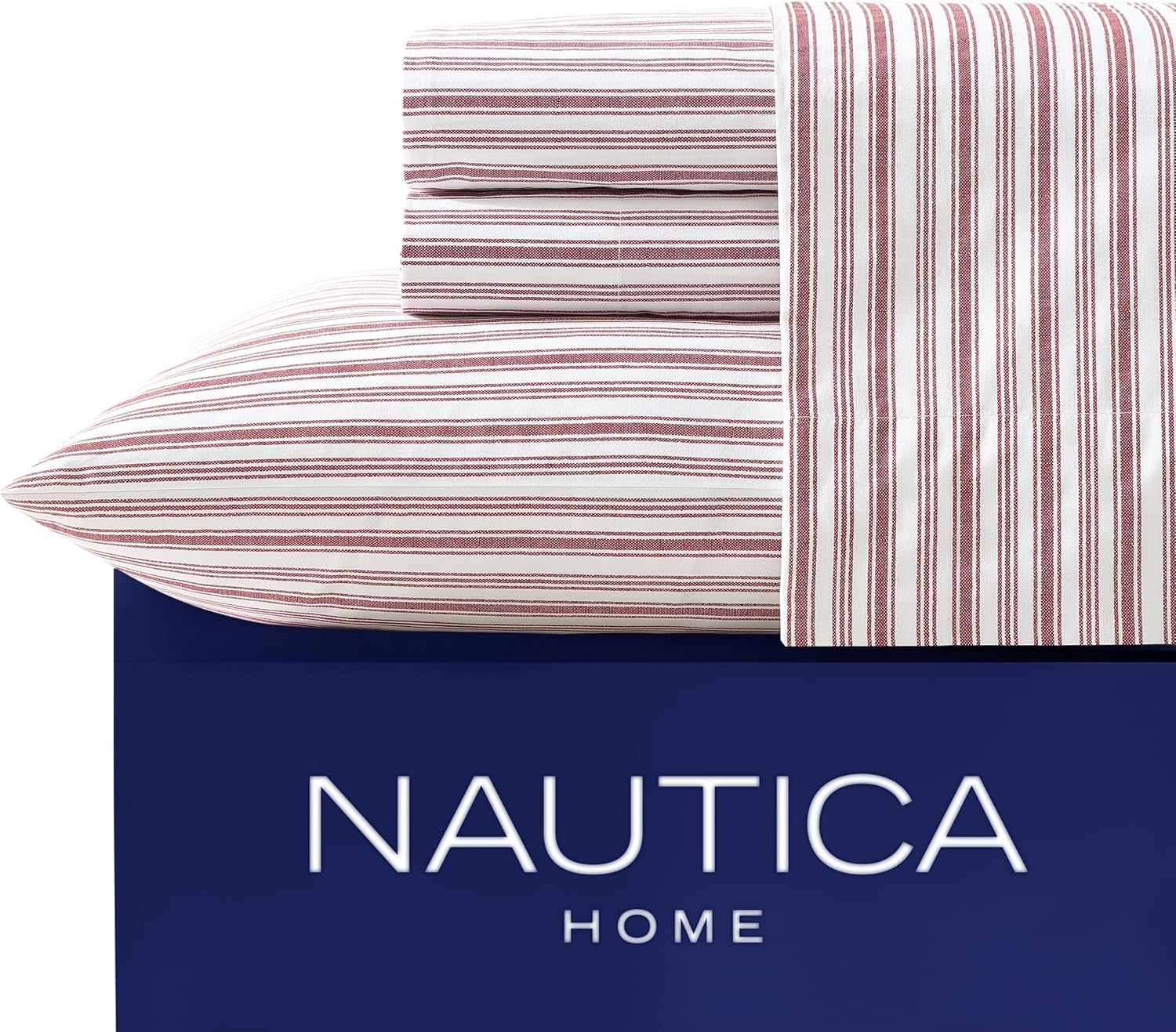 image:imageNautica Twin XL Size Sheets Set Crisp amp Tailored Floral Bedding with a Smooth Cotton Percale Bed Sheets with Matching Pillowcase amp Fitted Sheet Breezy Bloom BlueColeridge Stripe Red