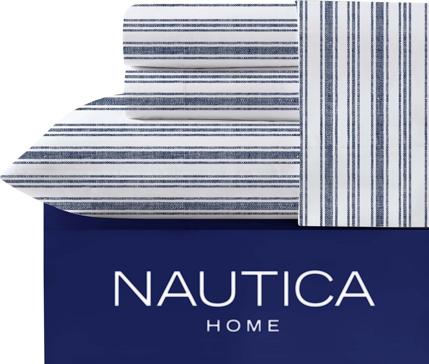 image:imageNautica Twin XL Size Sheets Set Crisp amp Tailored Floral Bedding with a Smooth Cotton Percale Bed Sheets with Matching Pillowcase amp Fitted Sheet Breezy Bloom BlueColeridge Stripe Blue