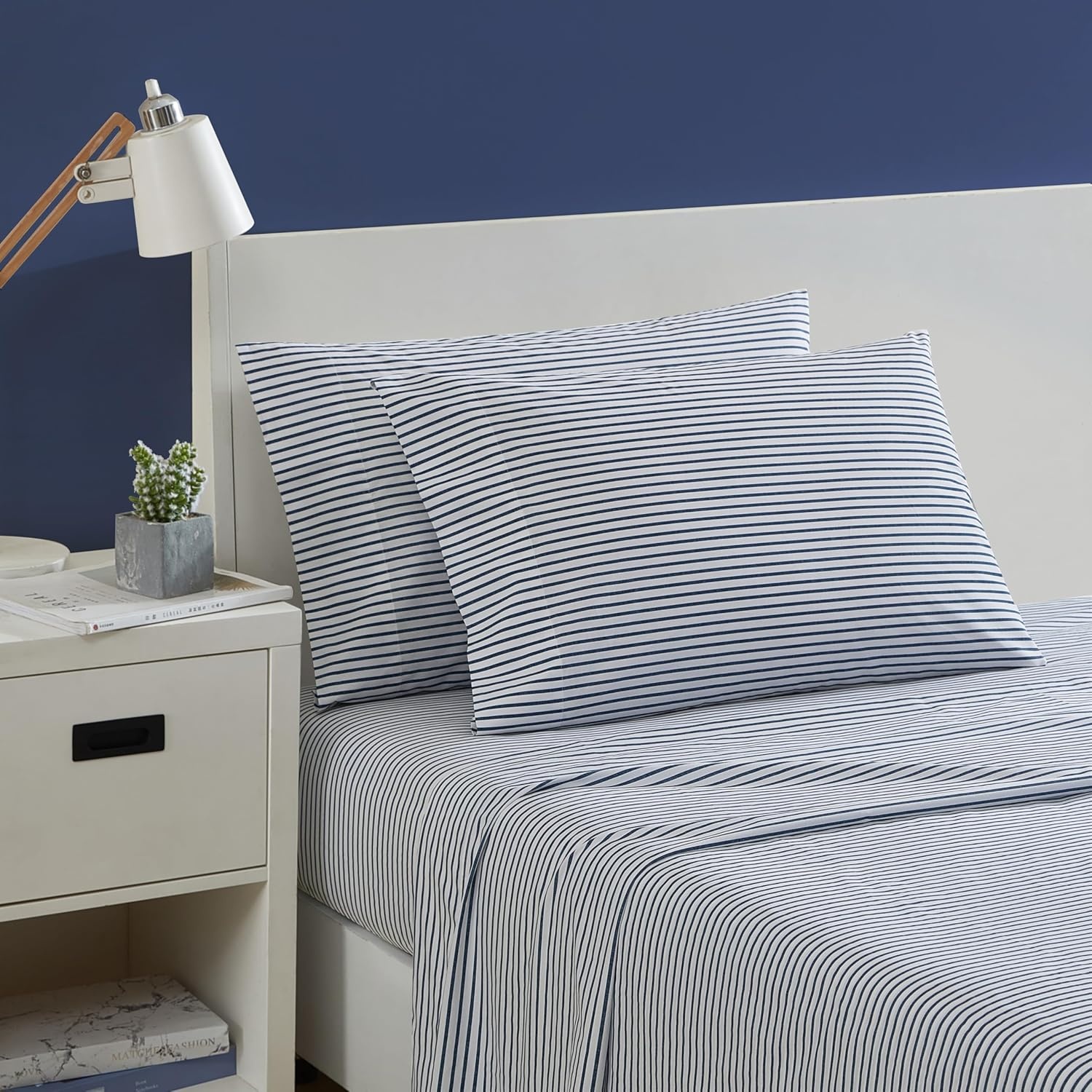 image:imageNautica Twin XL Size Sheets Set Crisp amp Tailored Floral Bedding with a Smooth Cotton Percale Bed Sheets with Matching Pillowcase amp Fitted Sheet Breezy Bloom BlueHarmead
