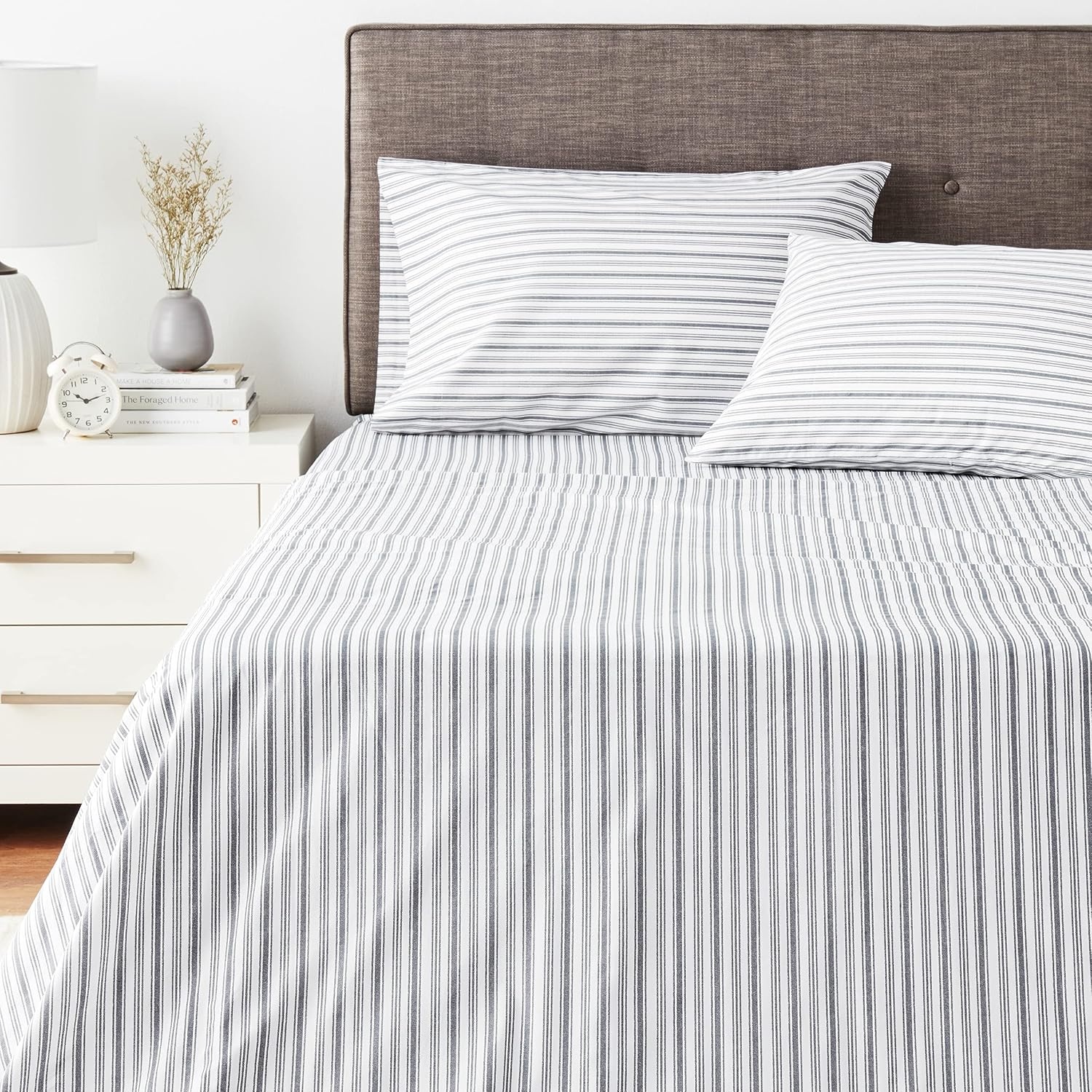 image:imageNautica Twin XL Size Sheets Set Crisp amp Tailored Floral Bedding with a Smooth Cotton Percale Bed Sheets with Matching Pillowcase amp Fitted Sheet Breezy Bloom BlueColeridge Stripe Charcoal