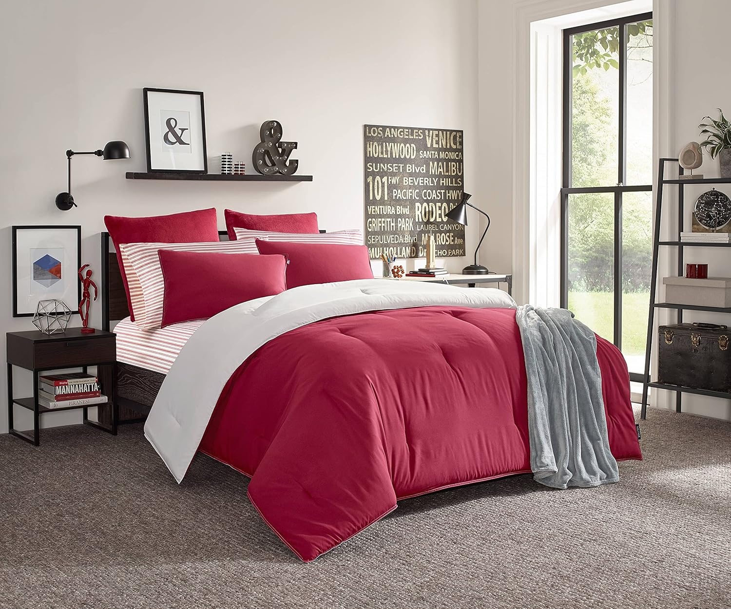 image:imageNautica Twin XL Size Sheets Set Crisp amp Tailored Floral Bedding with a Smooth Cotton Percale Bed Sheets with Matching Pillowcase amp Fitted Sheet Breezy Bloom BlueColeridge Stripe Red