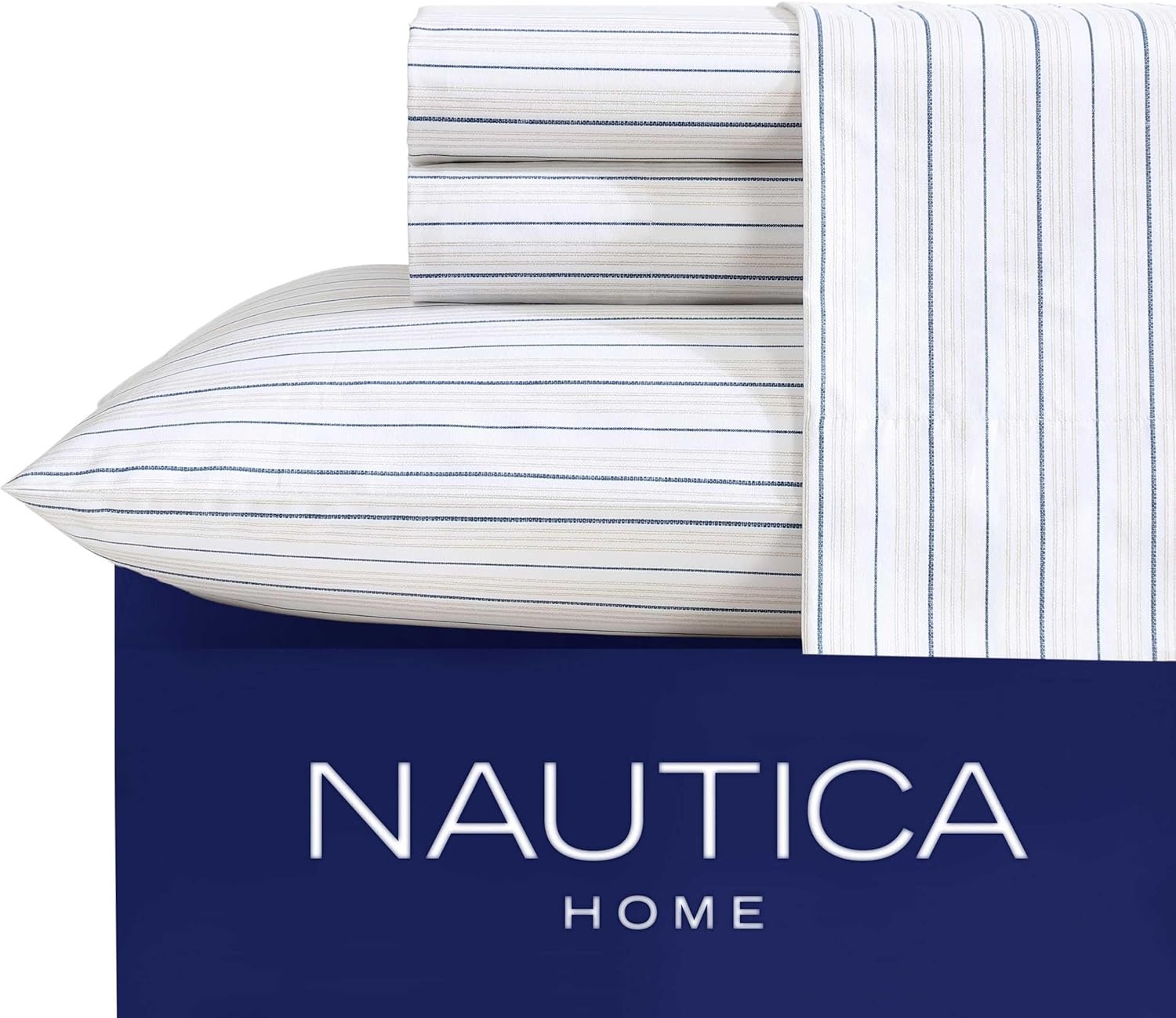 image:imageNautica Twin XL Size Sheets Set Crisp amp Tailored Floral Bedding with a Smooth Cotton Percale Bed Sheets with Matching Pillowcase amp Fitted Sheet Breezy Bloom BlueBeaux Stripe Blue