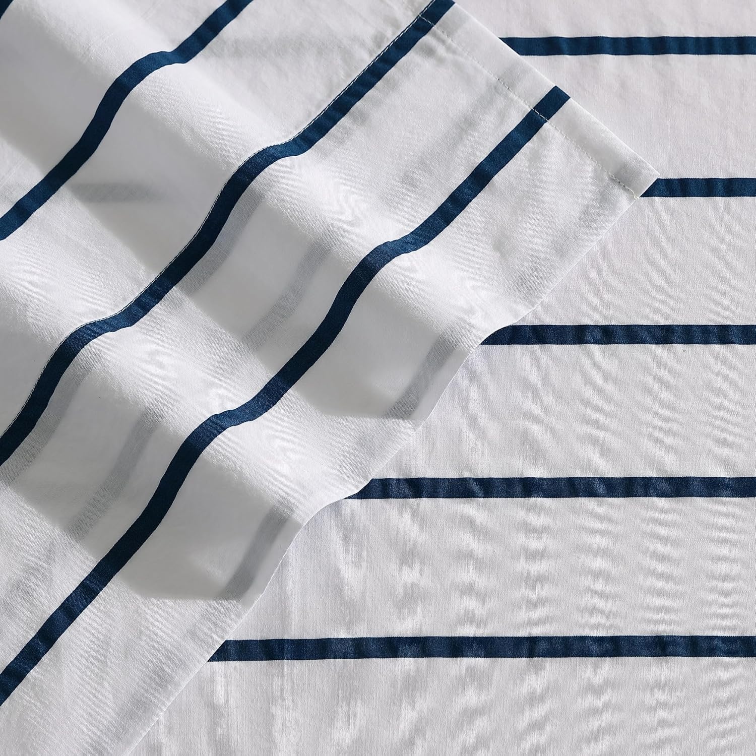 image:imageNautica Twin XL Size Sheets Set Crisp amp Tailored Floral Bedding with a Smooth Cotton Percale Bed Sheets with Matching Pillowcase amp Fitted Sheet Breezy Bloom BlueBrenton Stripe Navy Blue